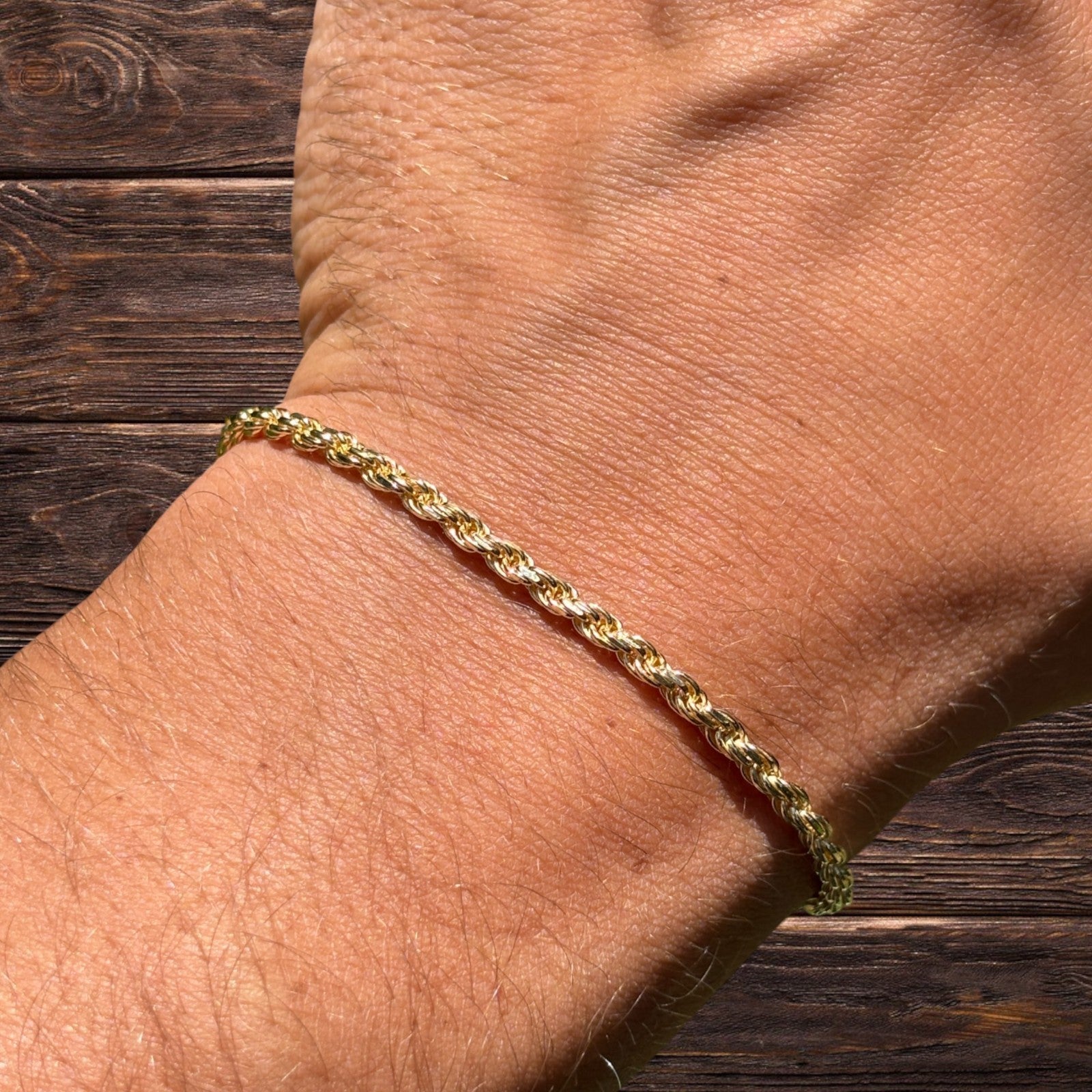 925 Sterling Silver 3mm Diamond Cut Rope Bracelet