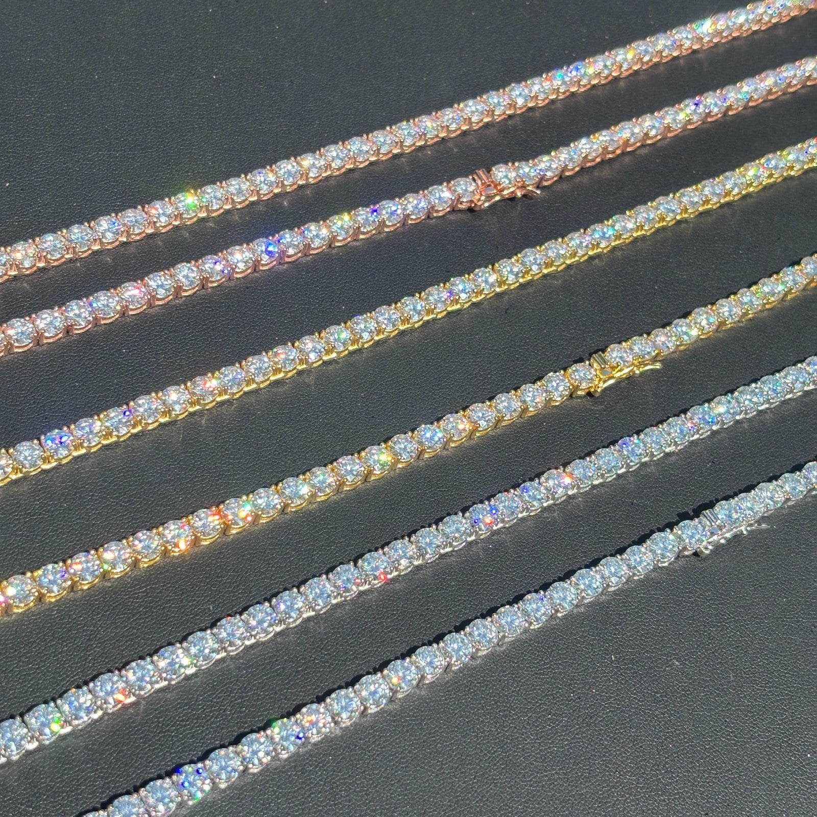 925 Sterling Silver 5mm Tennis Chain Necklace - CZ Or Moissanite