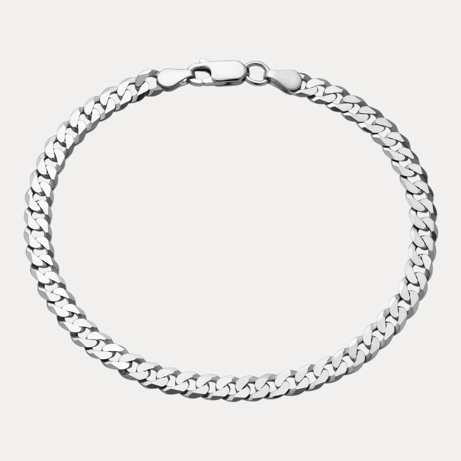 925 Sterling Silver 5mm Flat Curb Bracelet