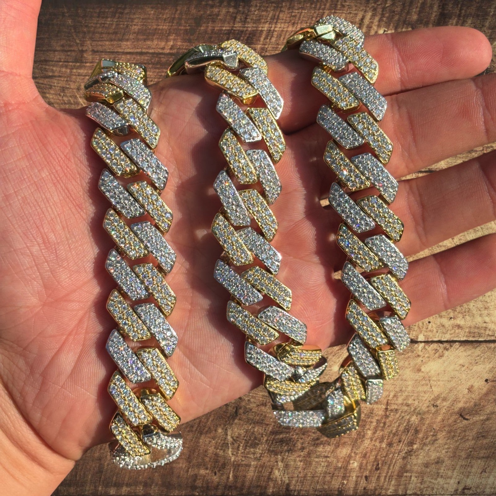 925 Sterling Silver 20mm Moissanite Miami Cuban Prong Chain Necklace