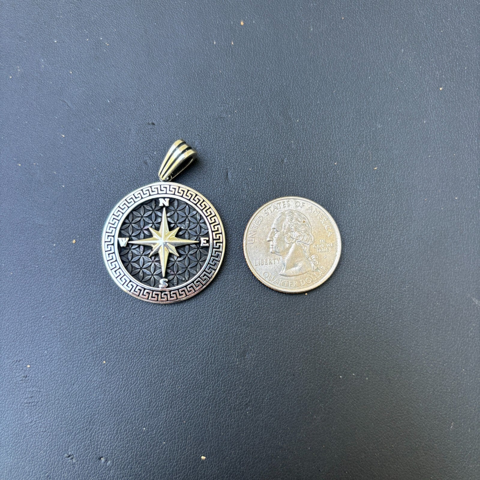 925 Sterling Silver Compass Pendant