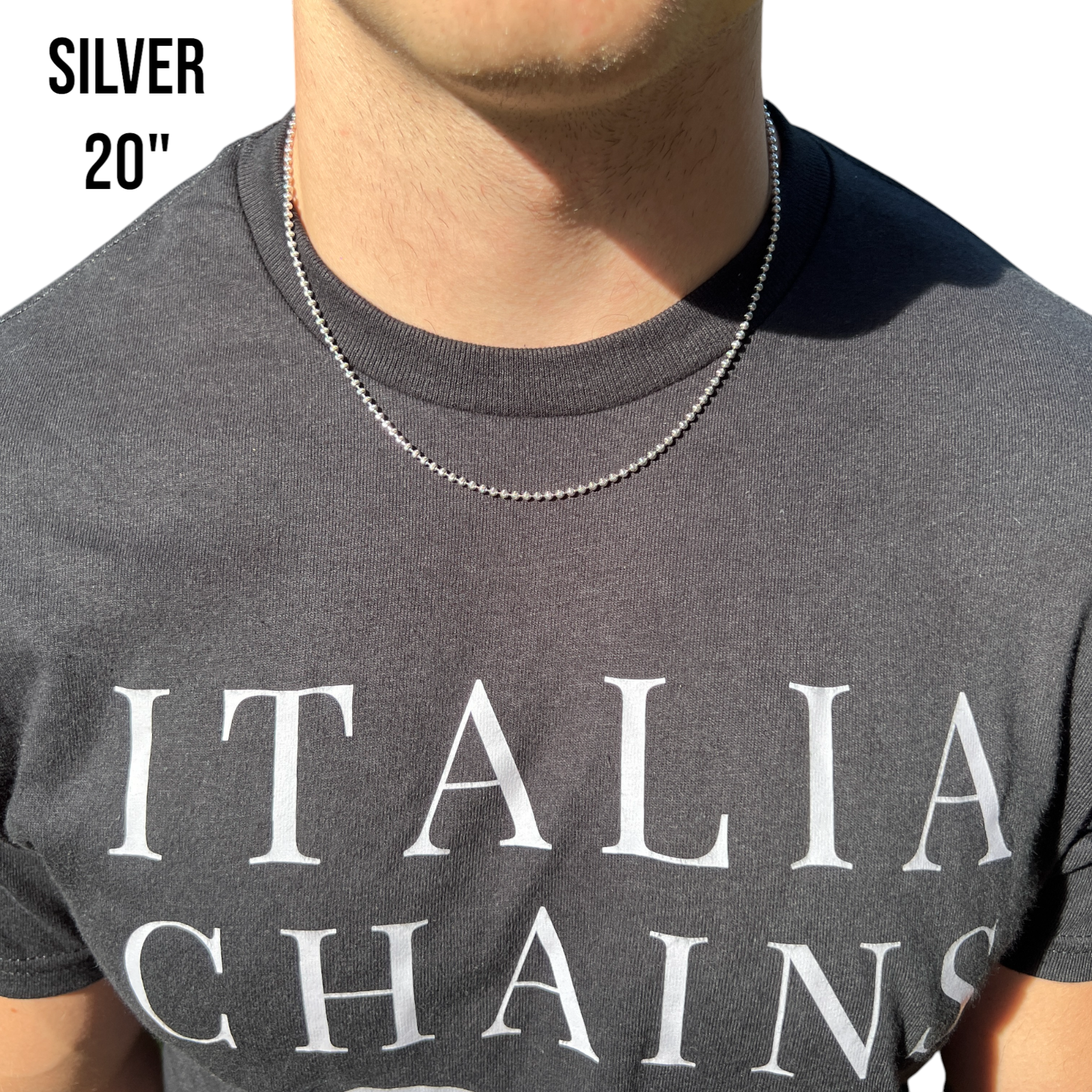 925 Sterling Silver 2.5mm Bead Chain Necklace