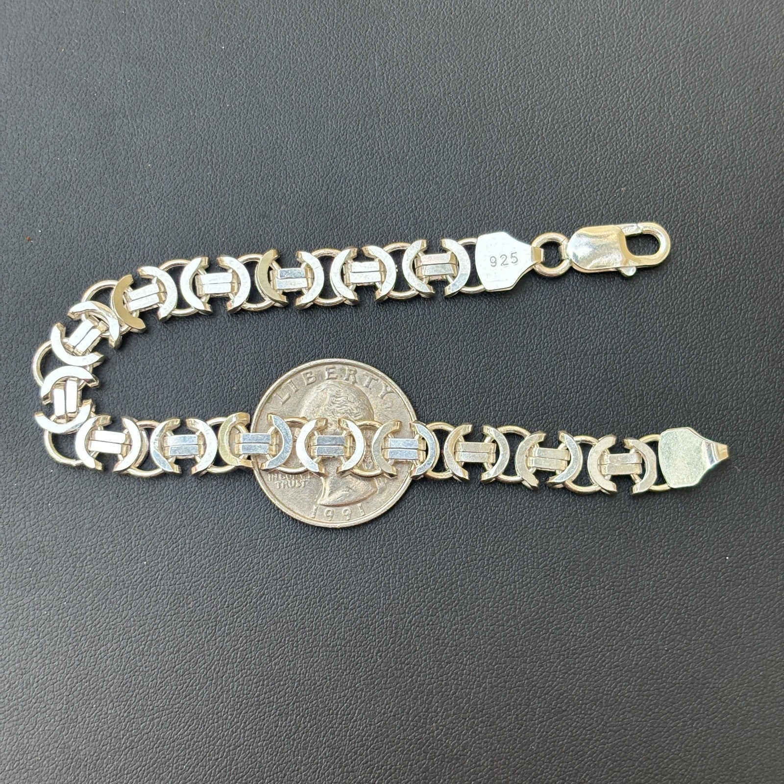 925 Sterling Silver 8mm Flat Byzantine Bracelet