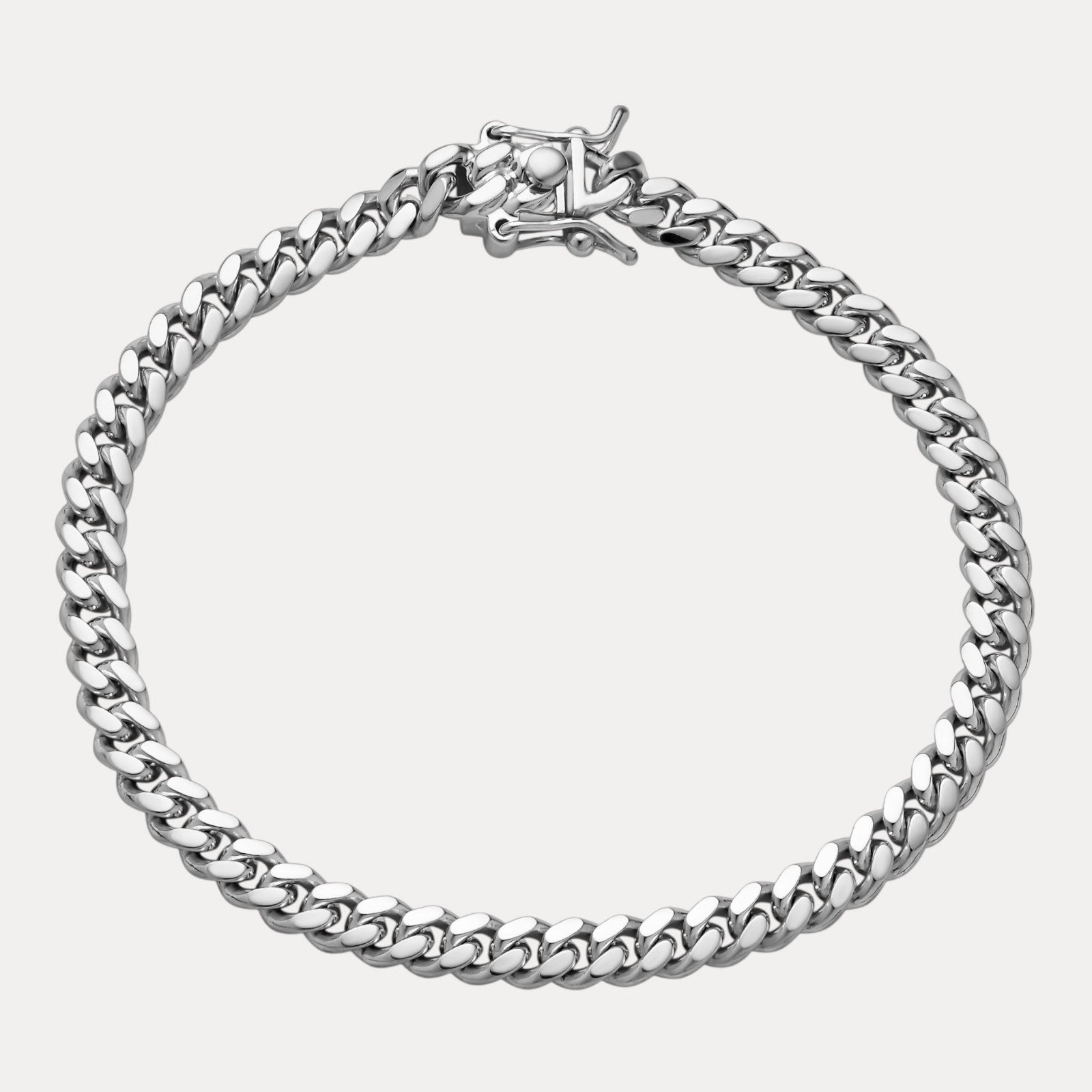 925 Sterling Silver 5mm Miami Cuban W. Box Clasp Bracelet