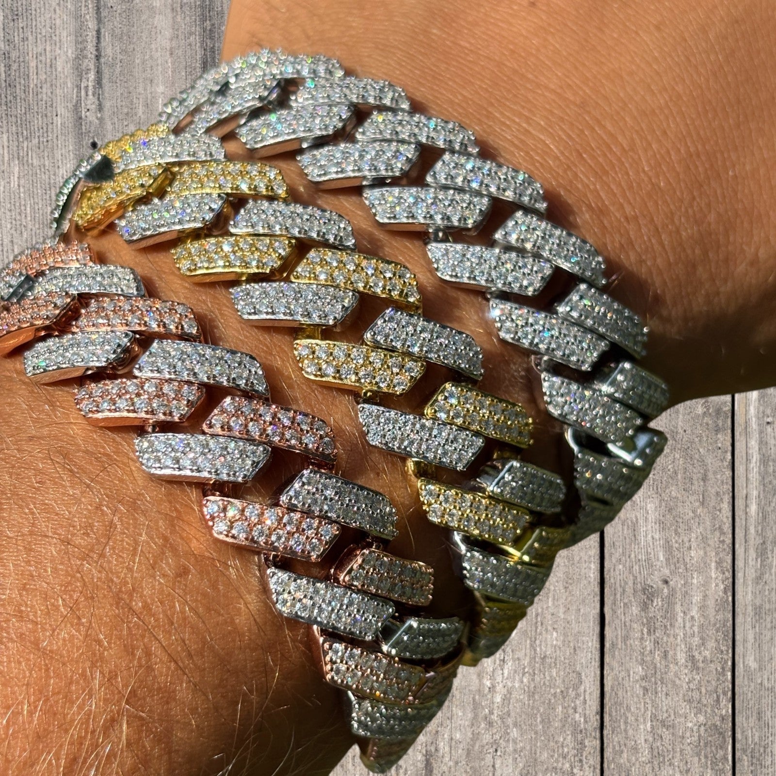 925 Sterling Silver 16mm Moissanite Cuban Prong Bracelet