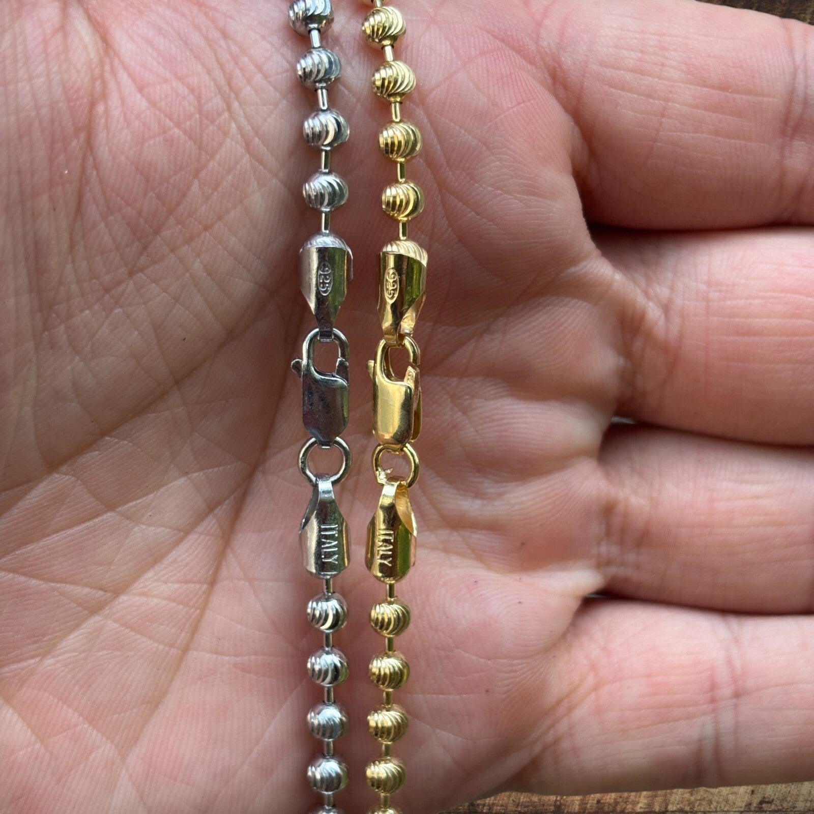 925 Sterling Silver 4mm Bead Chain Necklace