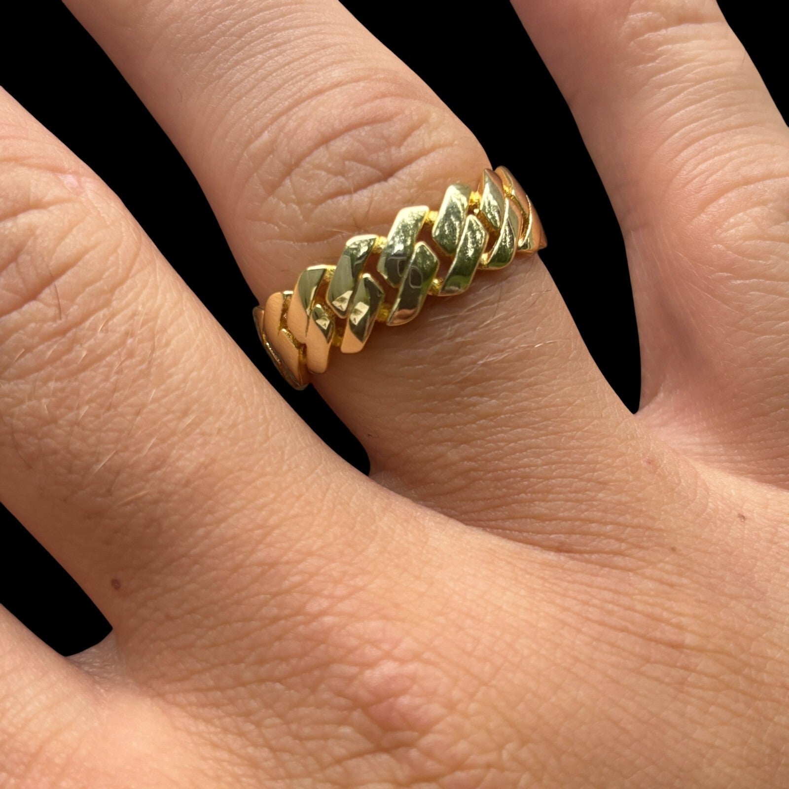 925 Sterling Silver Prong Cuban Ring - ITALIA Chains