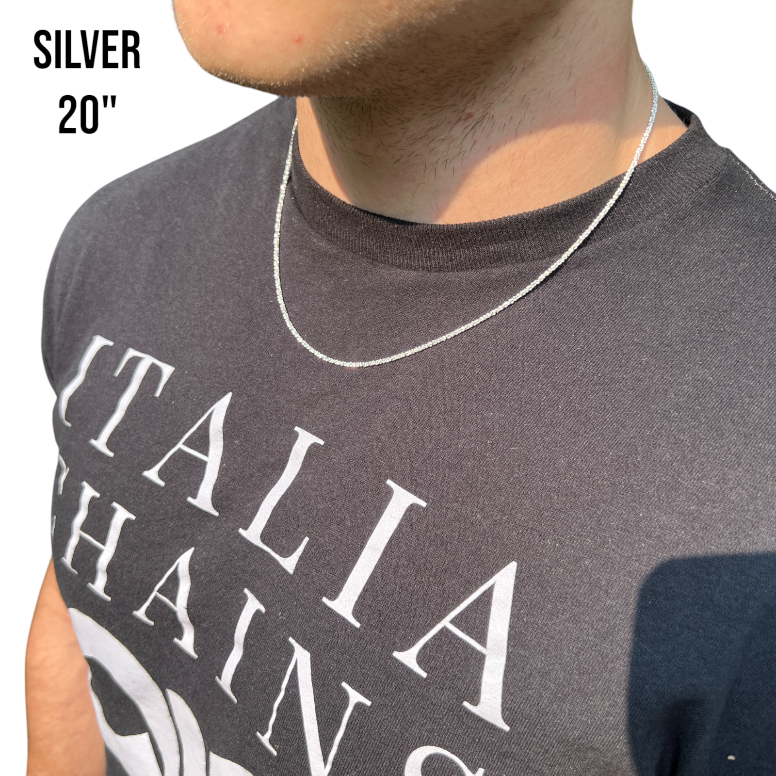 925 Sterling Silver 2mm Sparkle Rock Chain Necklace