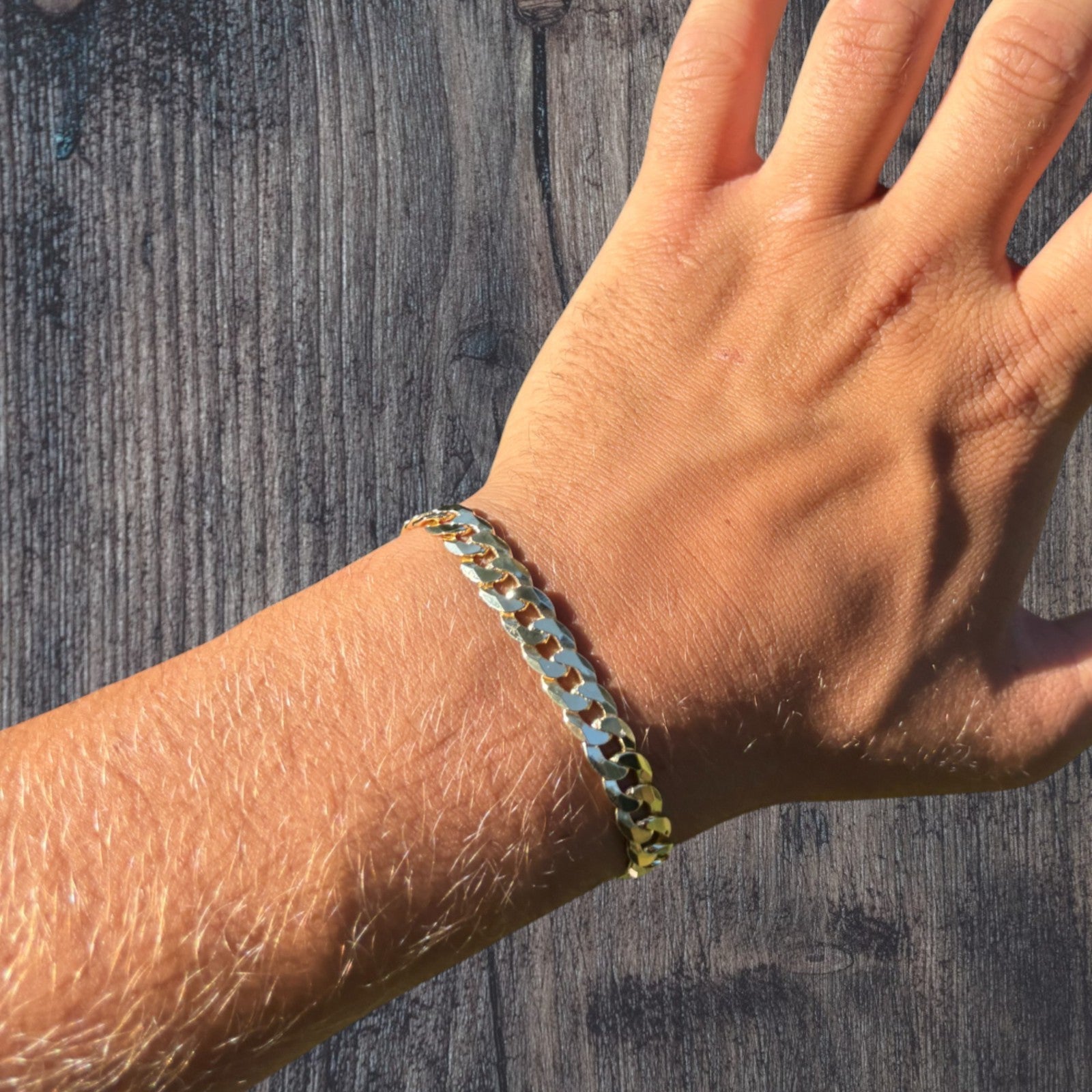 925 Sterling Silver 8mm Flat Curb Bracelet