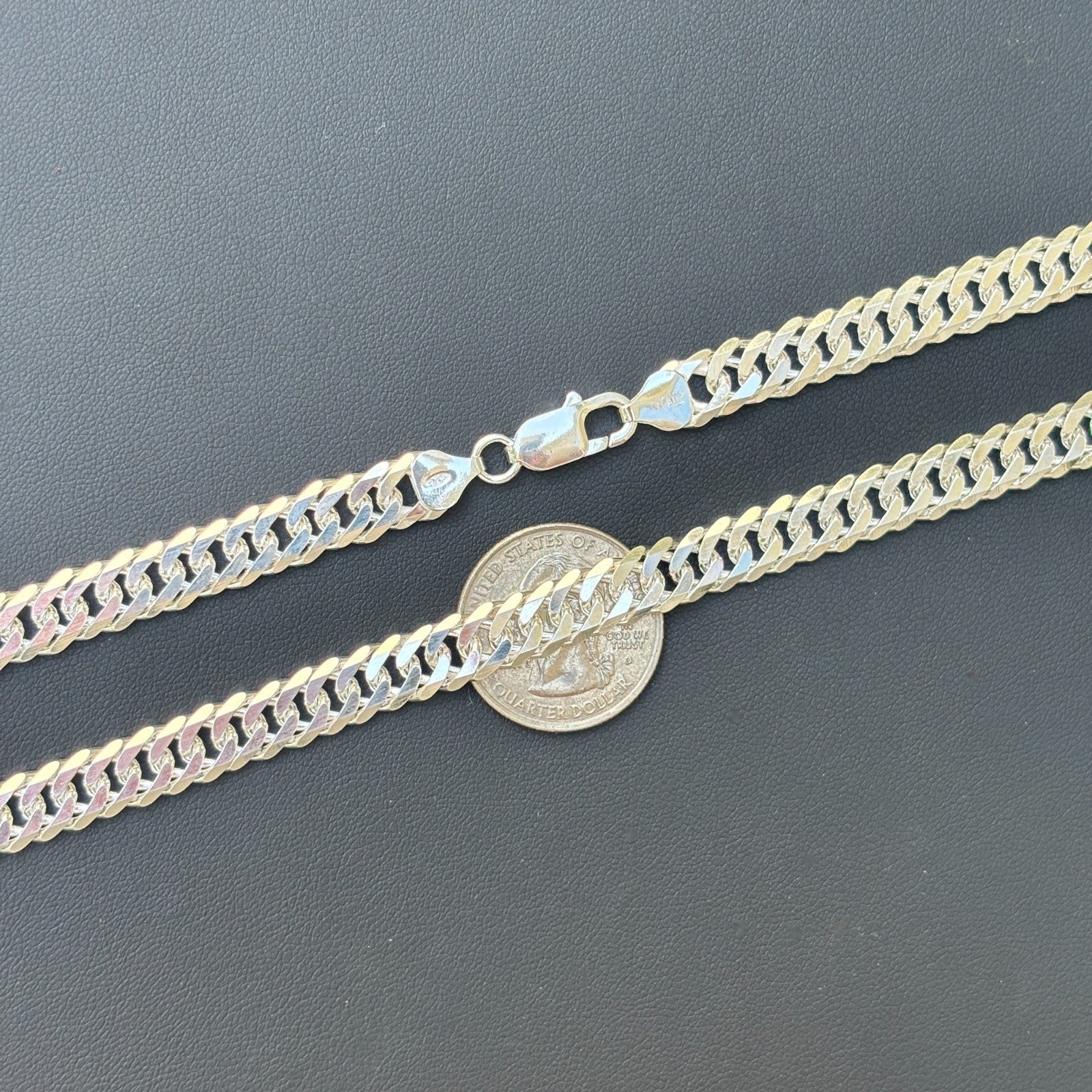 925 Sterling Silver 8mm Double Curb Chain Necklace