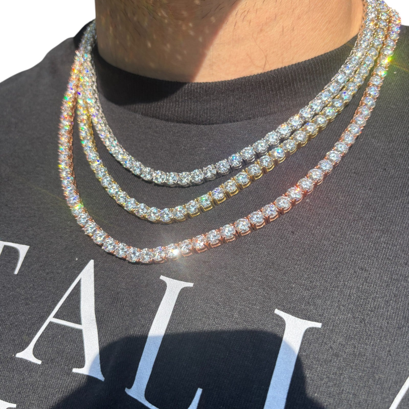 925 Sterling Silver 6mm Tennis Chain Necklace - CZ Or Moissanite