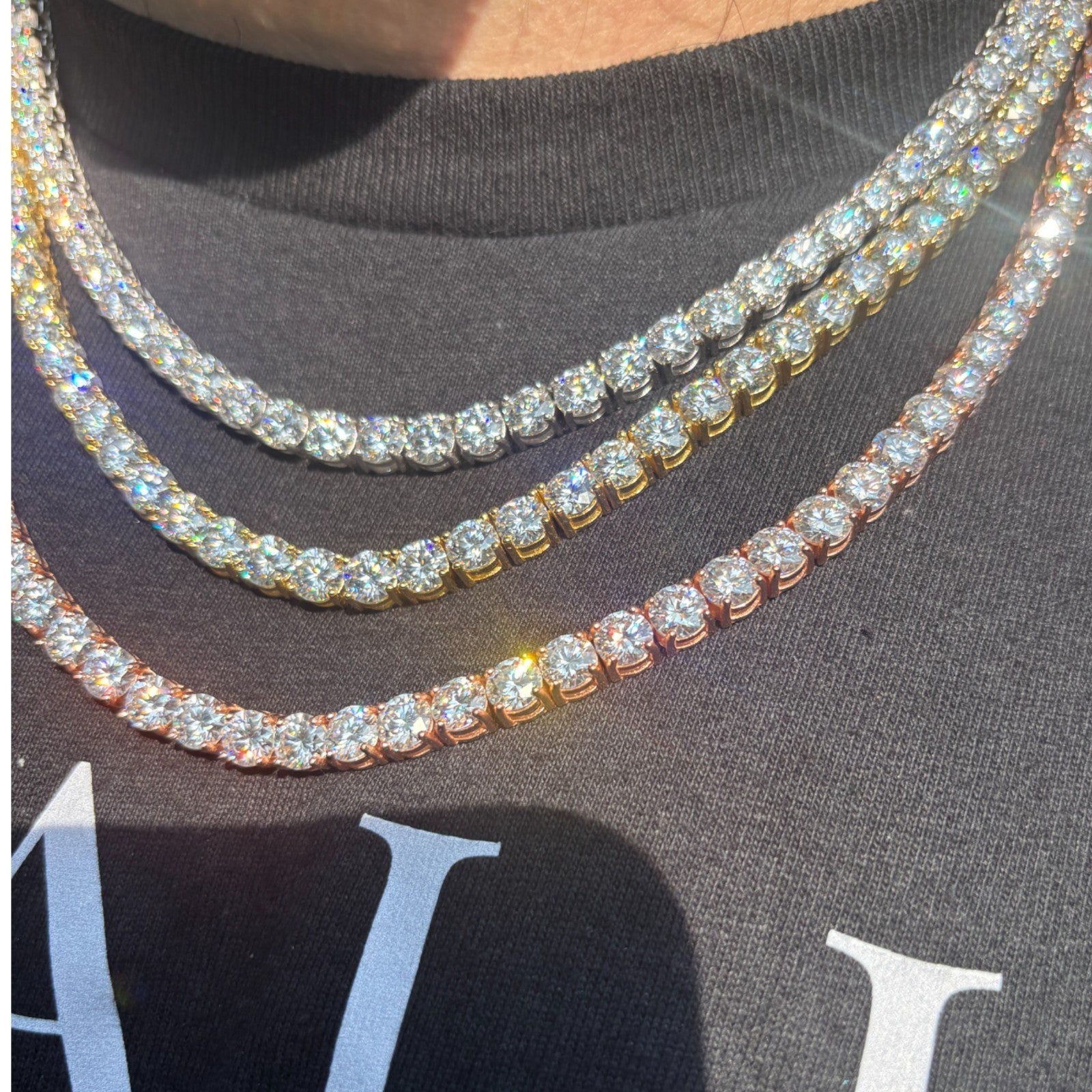 925 Sterling Silver 6mm Tennis Chain Necklace - CZ Or Moissanite