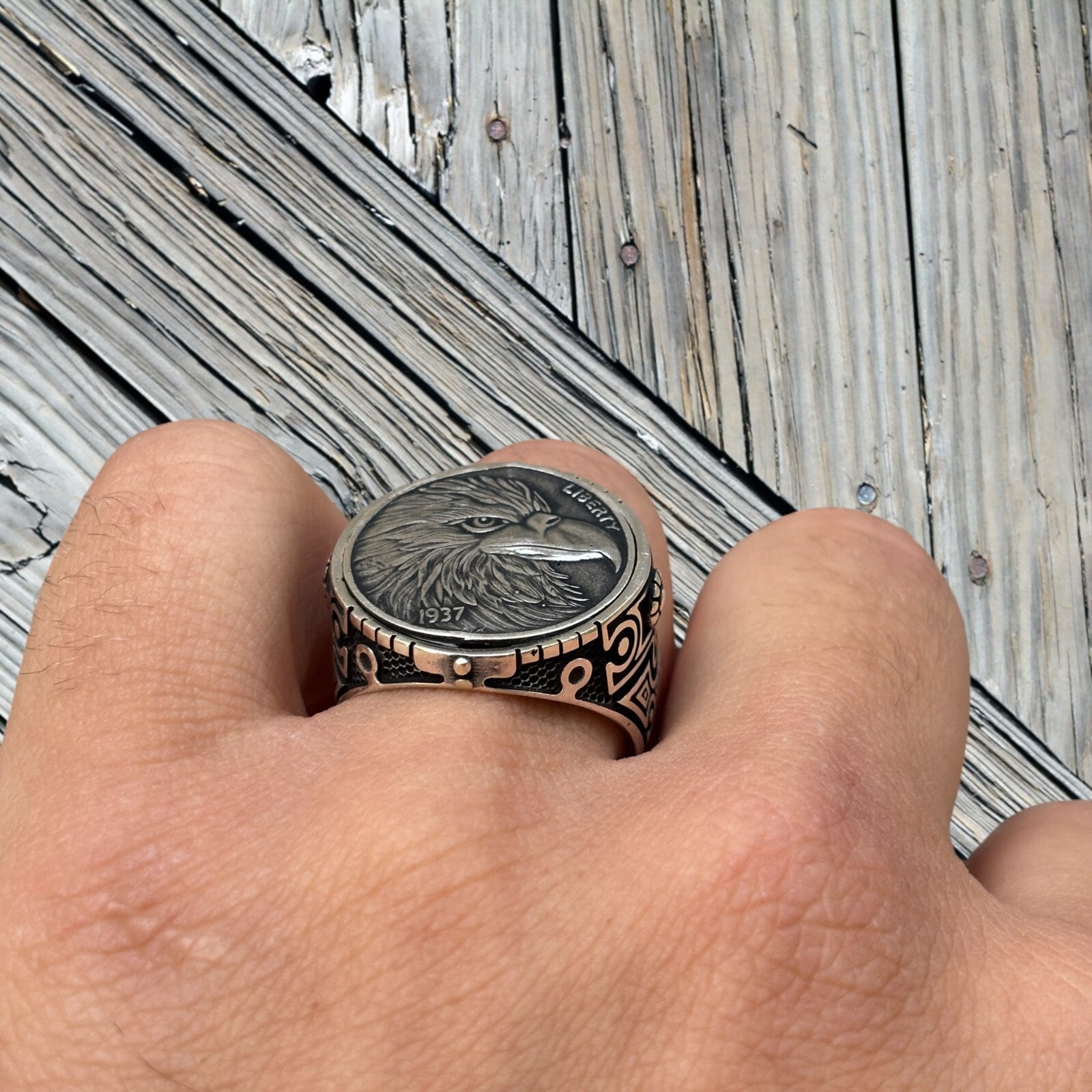 925 Sterling Silver American Eagle Ring
