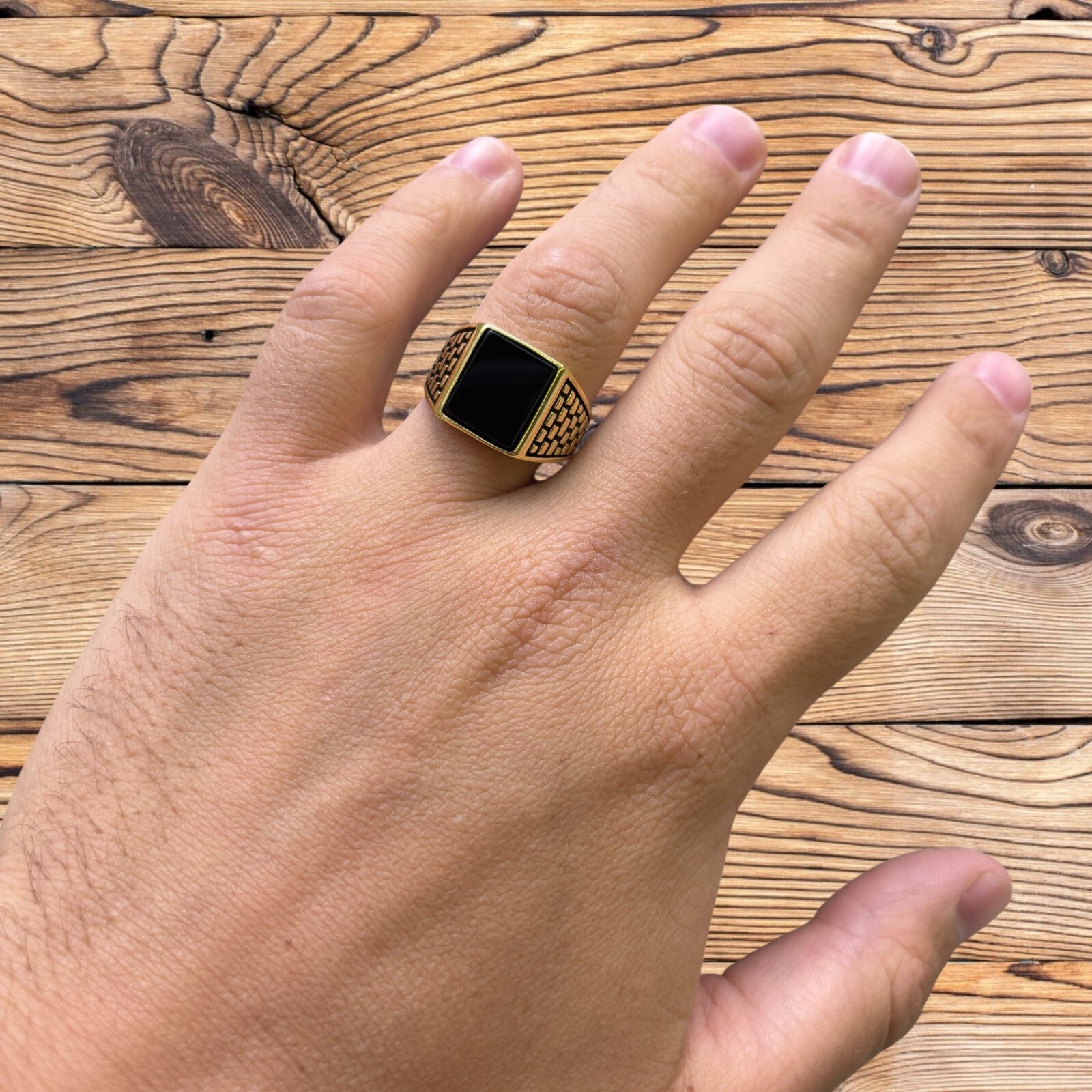 925 Sterling Silver Rectangular Black Onyx Ring