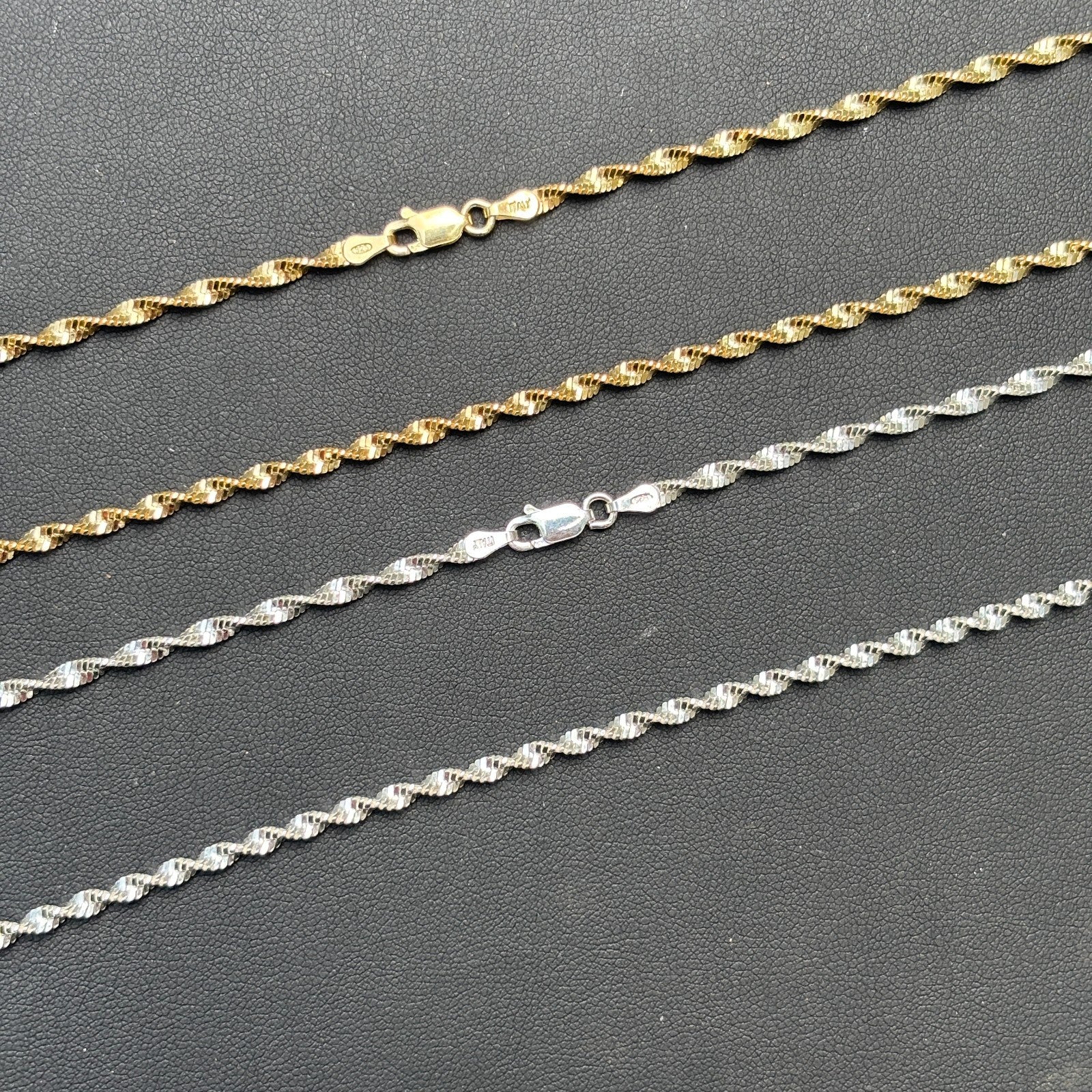 925 Sterling Silver 2.5mm Singapore Chain Necklace