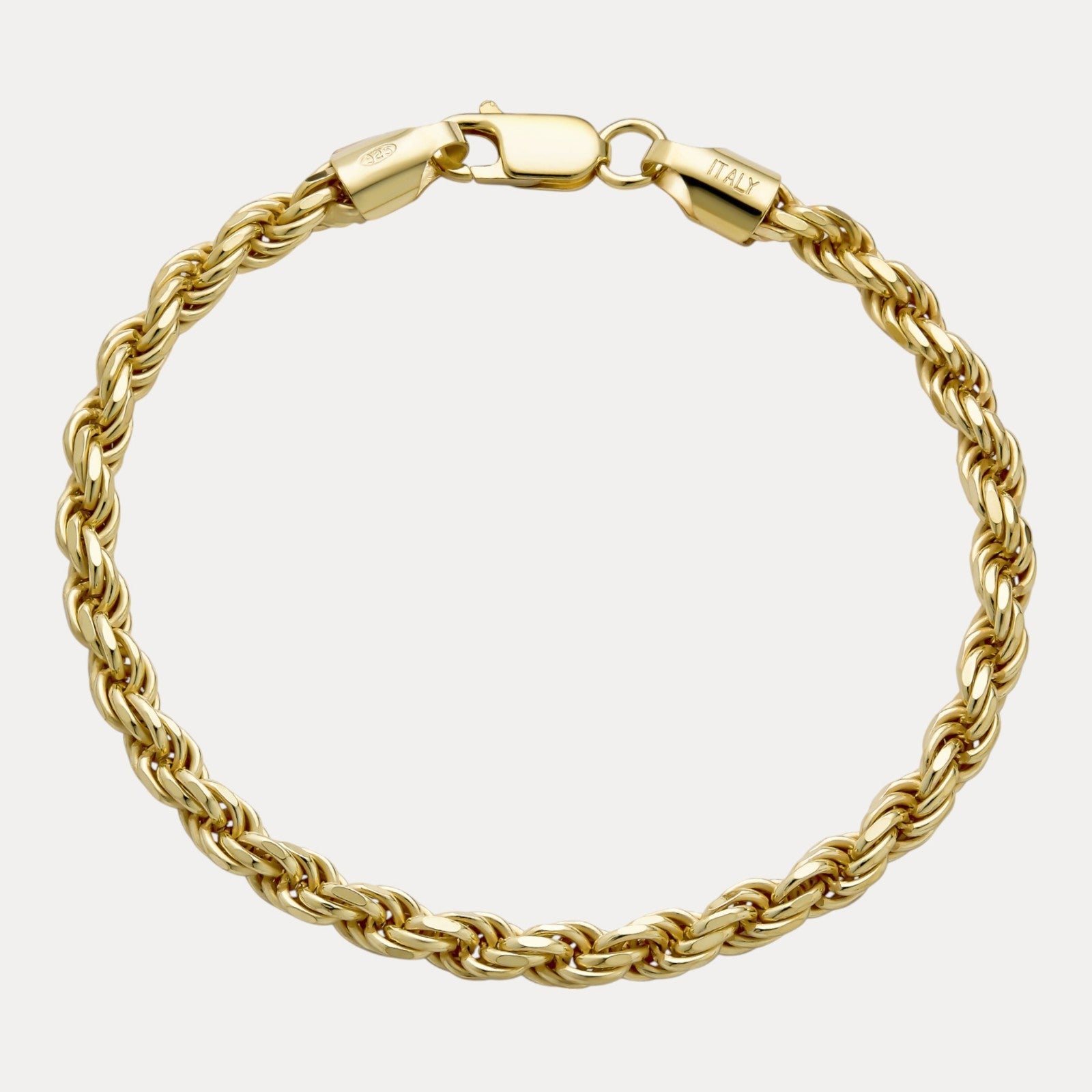 925 Sterling Silver 5mm Diamond Cut Rope Bracelet