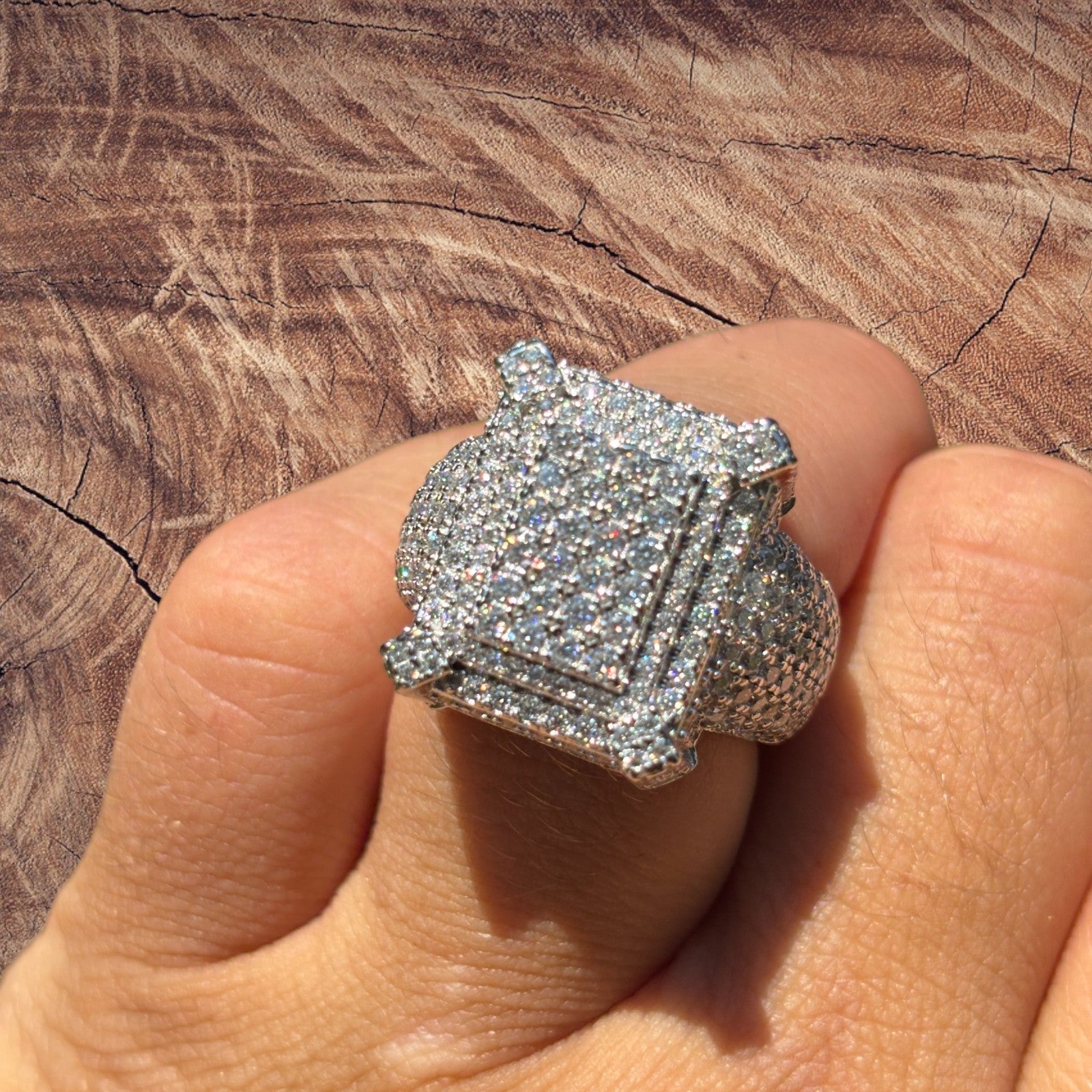 925 Sterling Silver Moissanite Cluster Ring