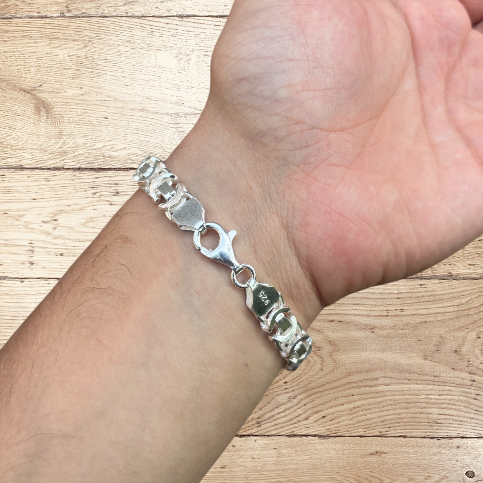 925 Sterling Silver 10mm Flat Byzantine Bracelet