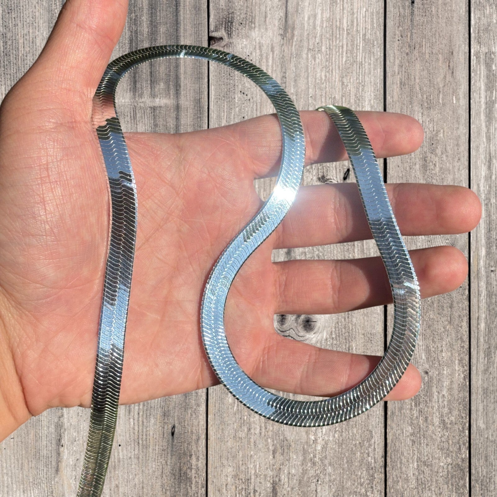 925 Sterling Silver 9mm Herringbone Chain Necklace