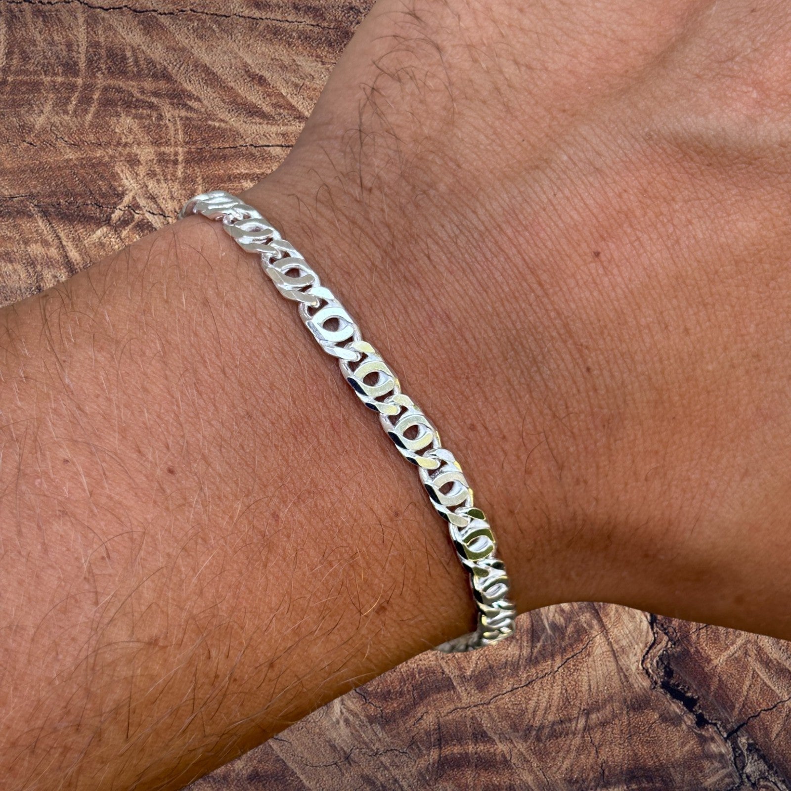 925 Sterling Silver 5.5mm Tiger Eye Bracelet