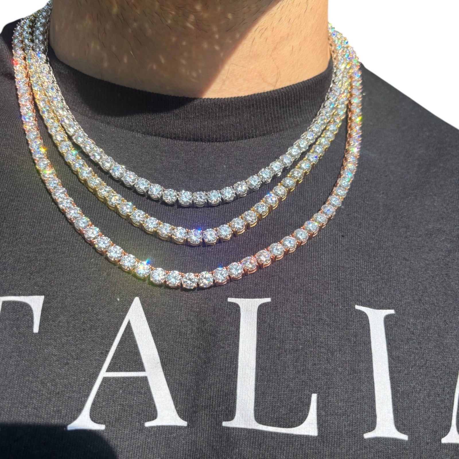 925 Sterling Silver 6mm Tennis Chain Necklace - CZ Or Moissanite