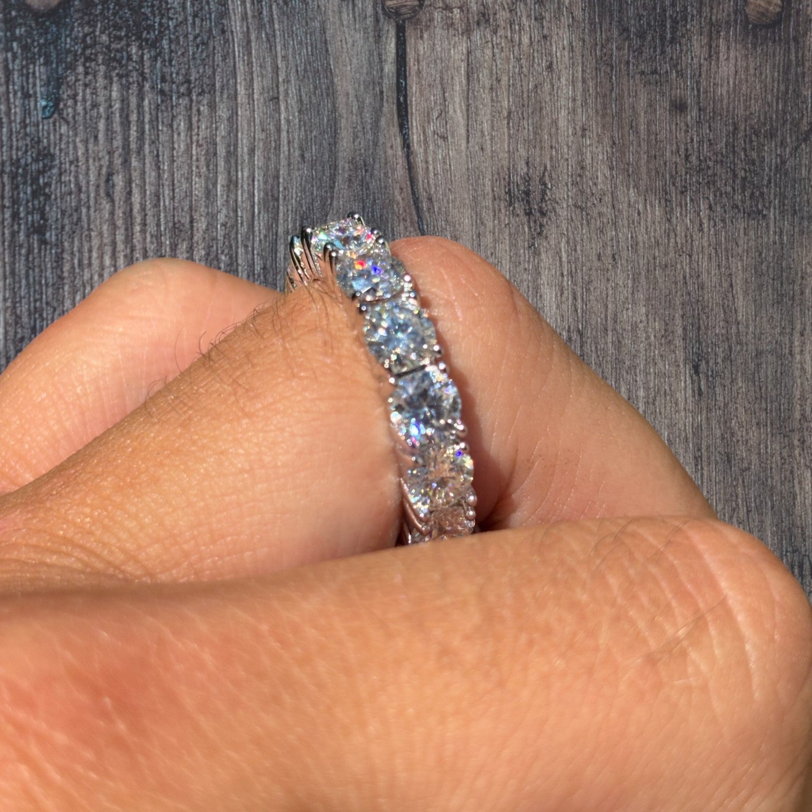 925 Sterling Silver 5mm Moissanite Wedding Band Eternity Ring