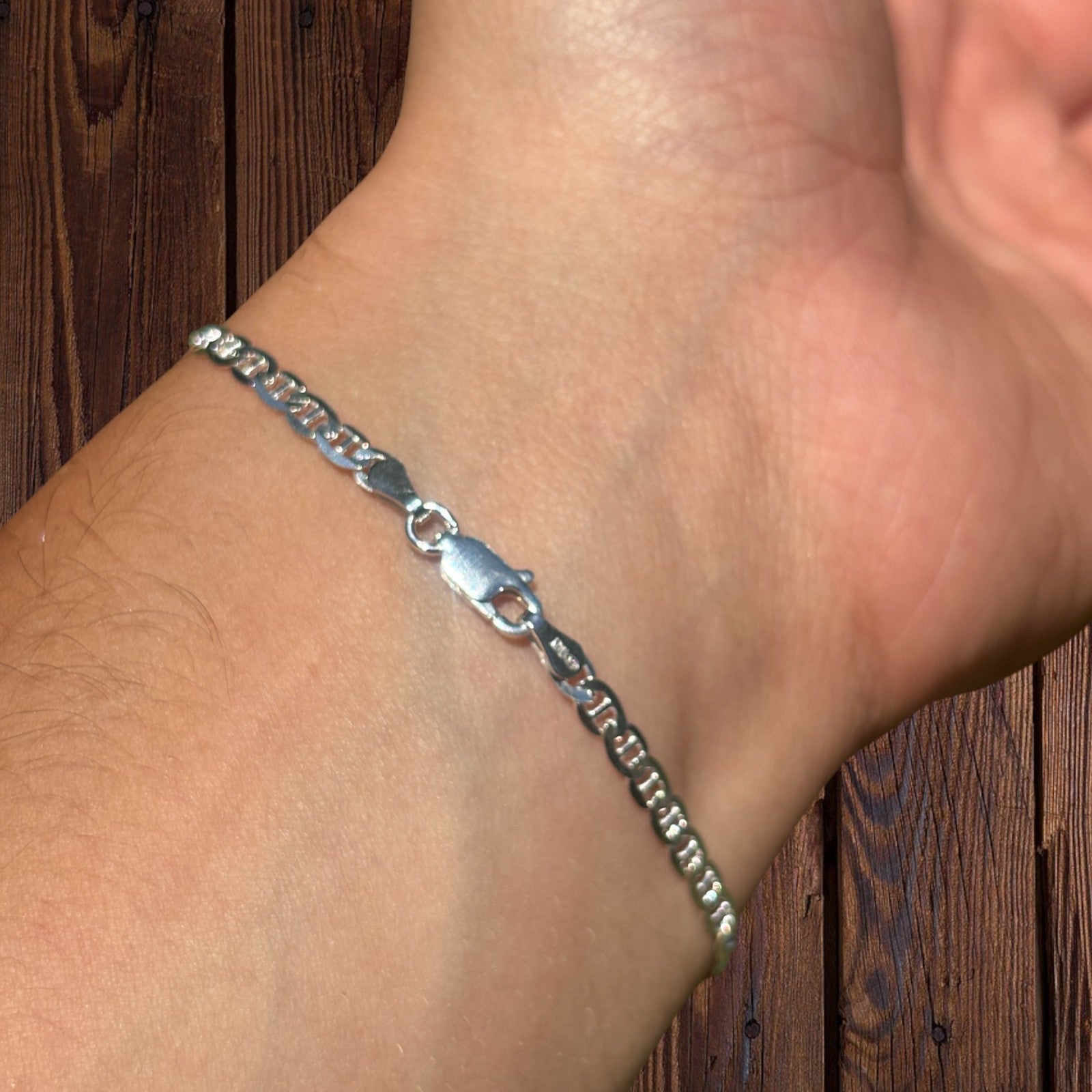 925 Sterling Silver 3mm Mariner Bracelet