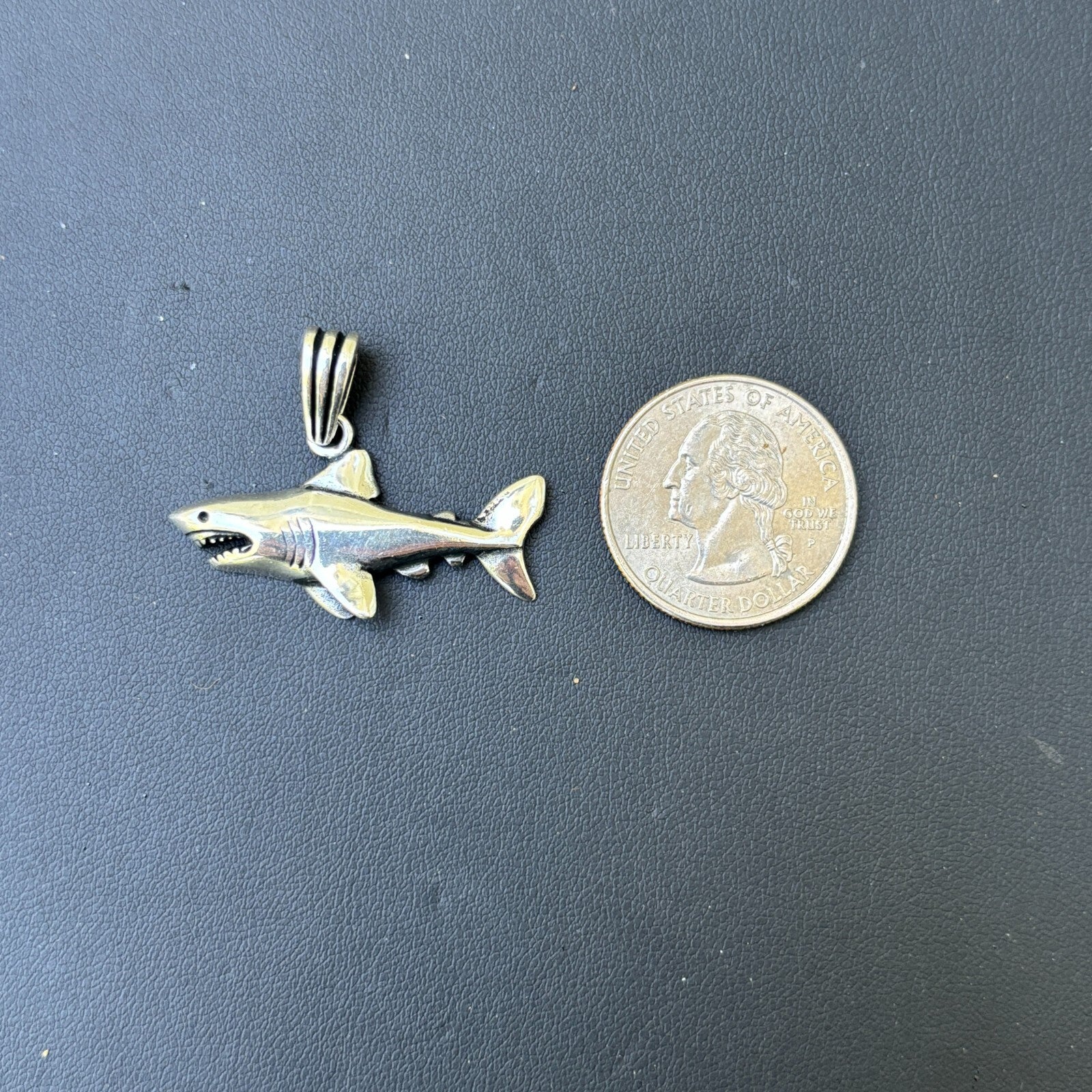 925 Sterling Silver Great White Shark Pendant