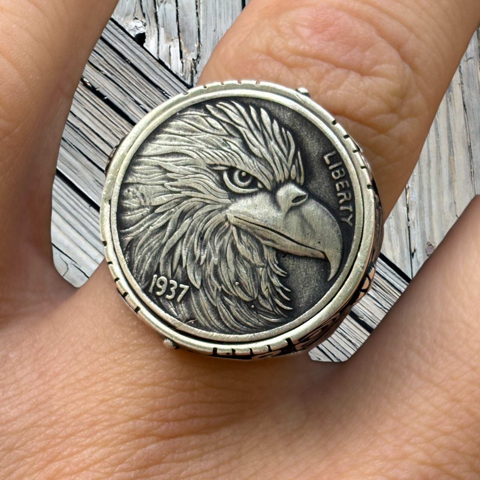 925 Sterling Silver American Eagle Ring