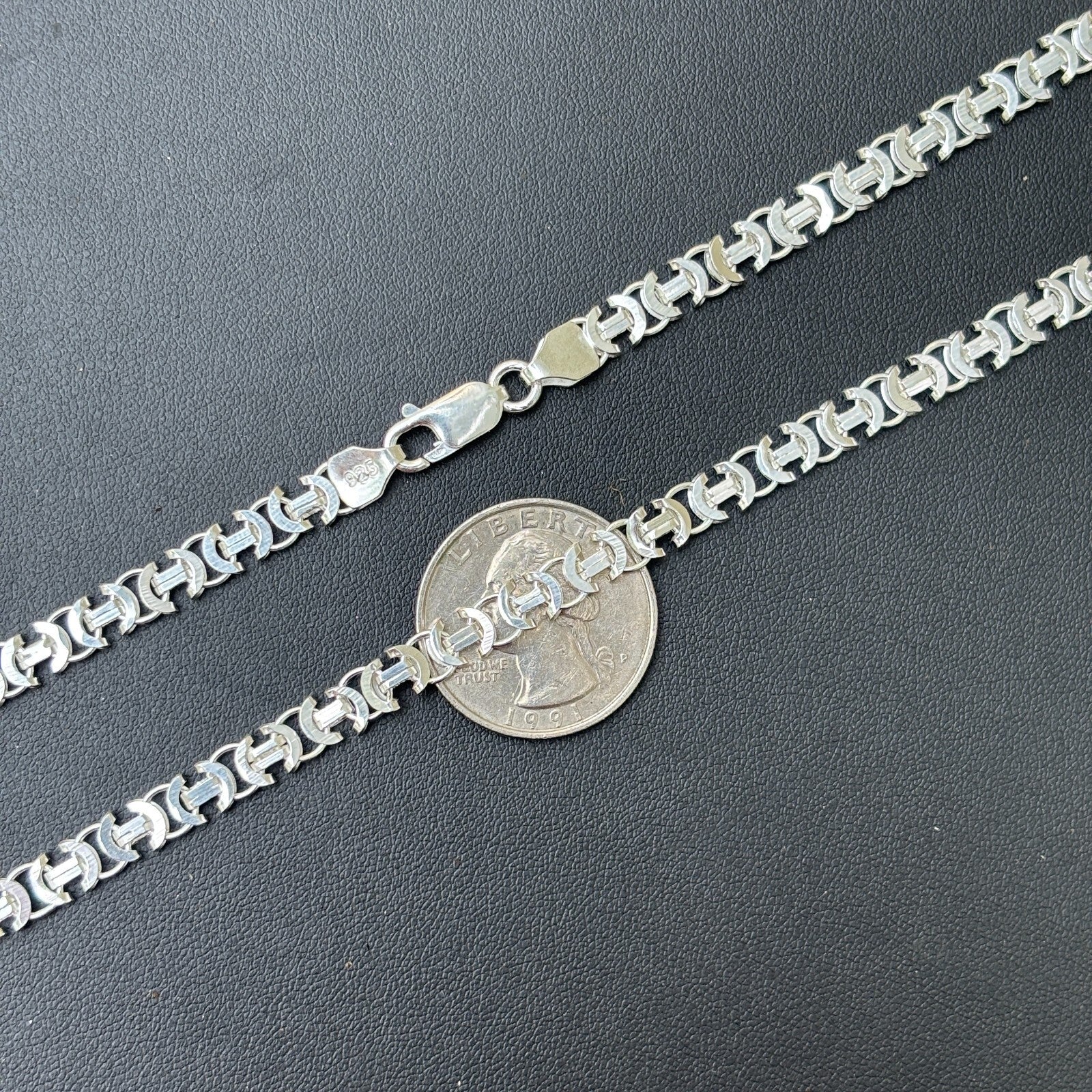 925 Sterling Silver 5mm Flat Byzantine Chain Necklace