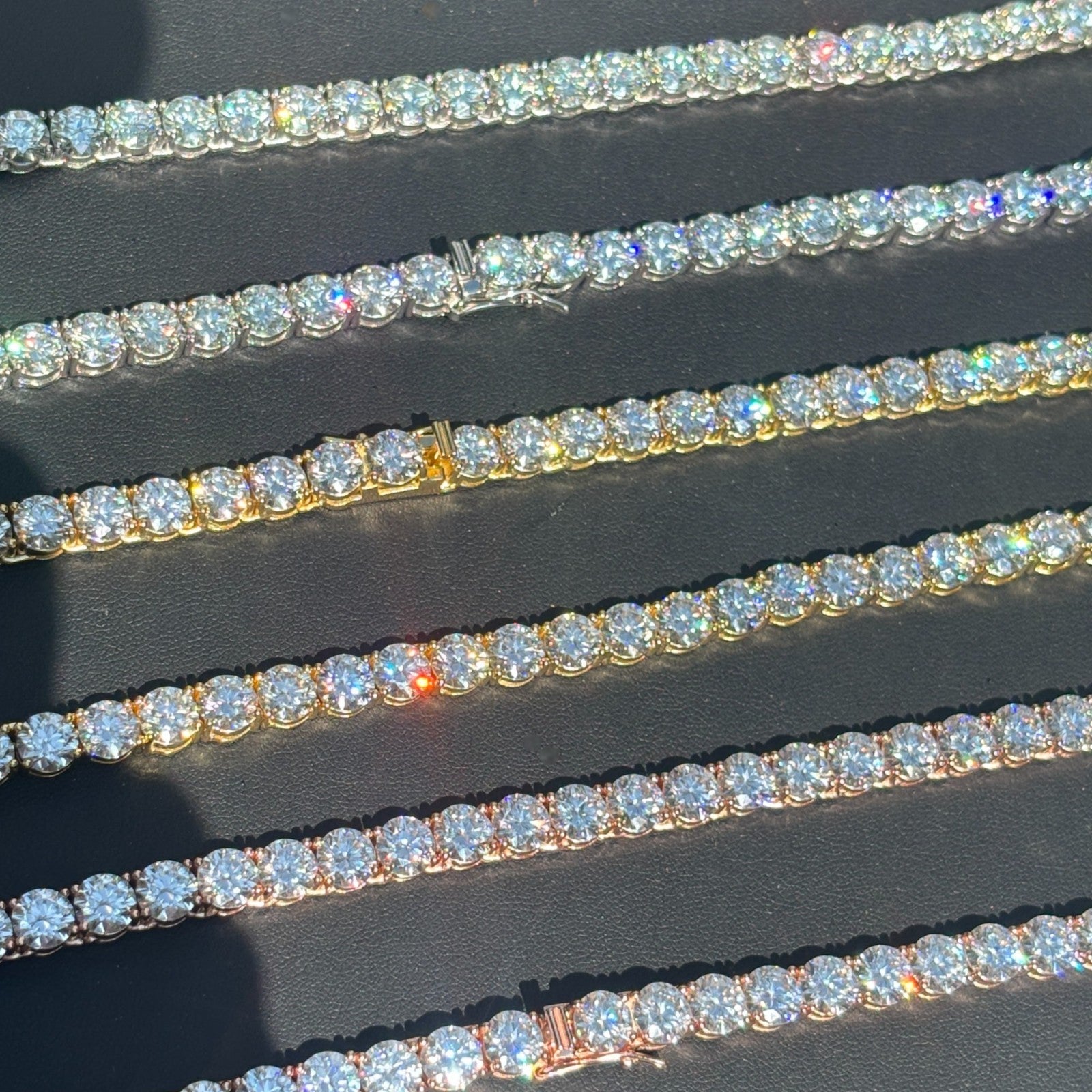 925 Sterling Silver 7mm Tennis Chain Necklace - CZ Or Moissanite