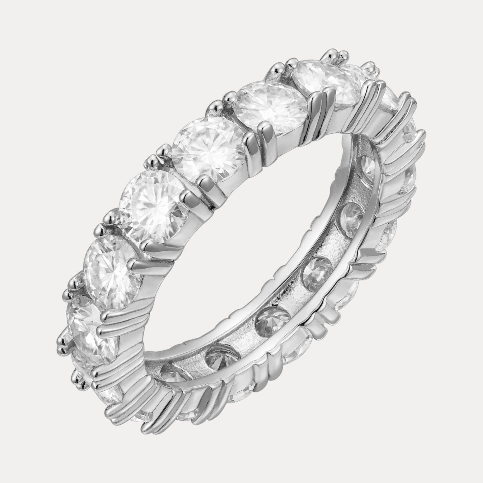 925 Sterling Silver 4mm Moissanite Wedding Band Eternity Ring