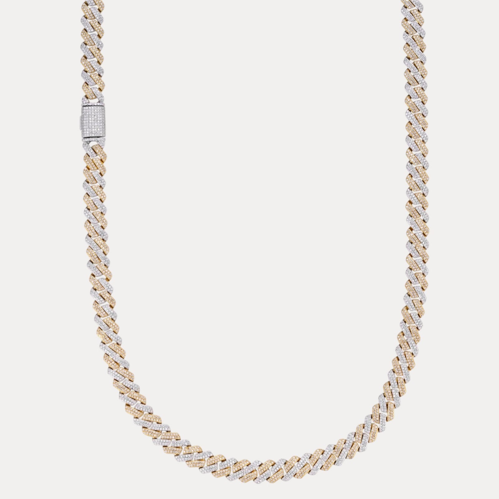 925 Sterling Silver 8mm Moissanite Miami Cuban Prong Chain Necklace