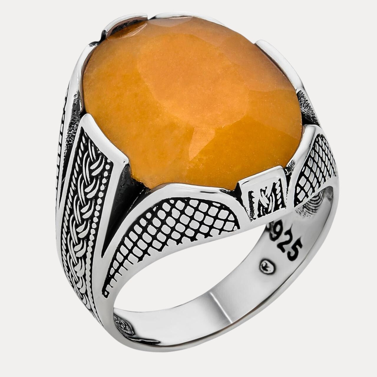 925 Sterling Silver Yellow Sapphire Stone Ring