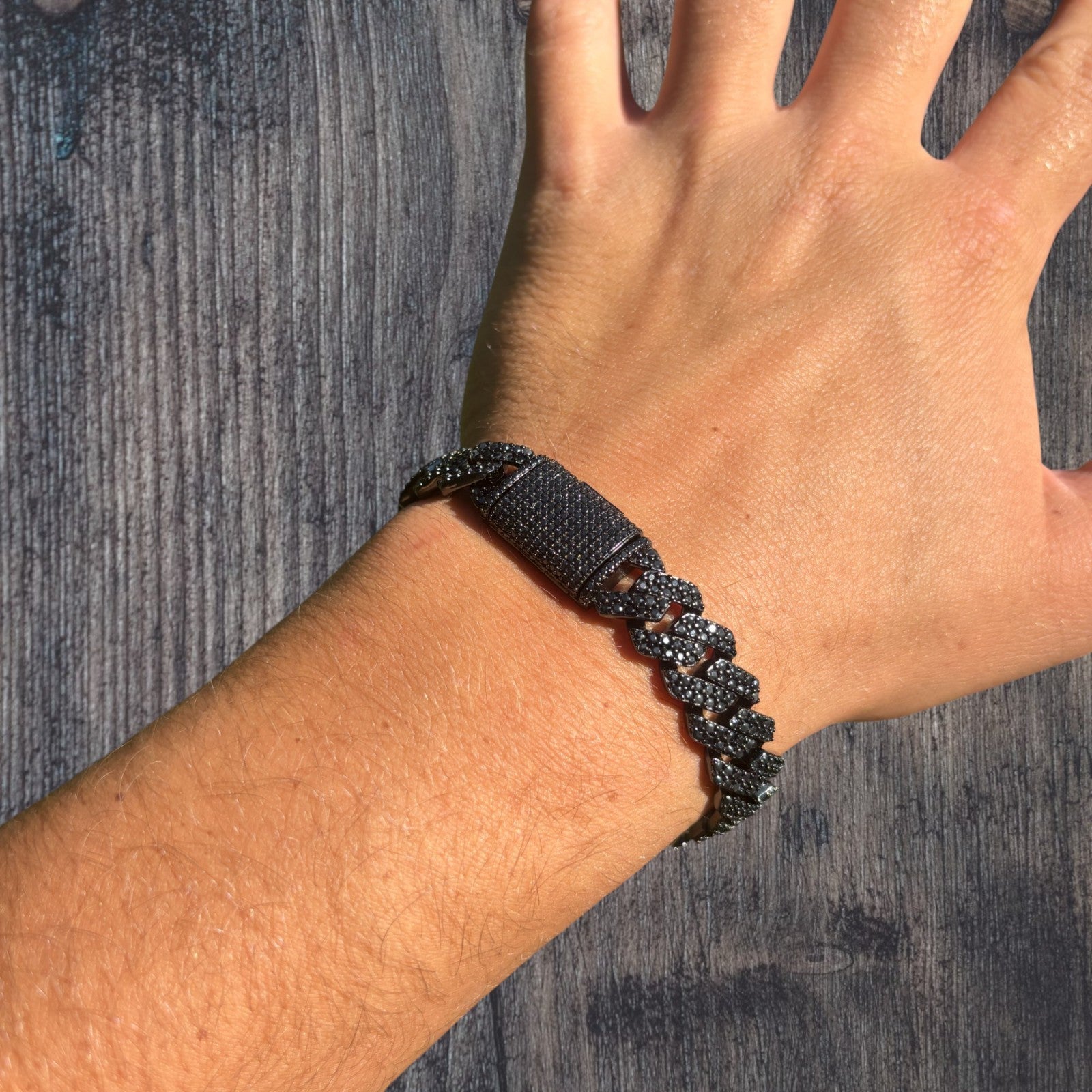 925 Sterling Silver 12mm Moissanite Cuban Prong Bracelet