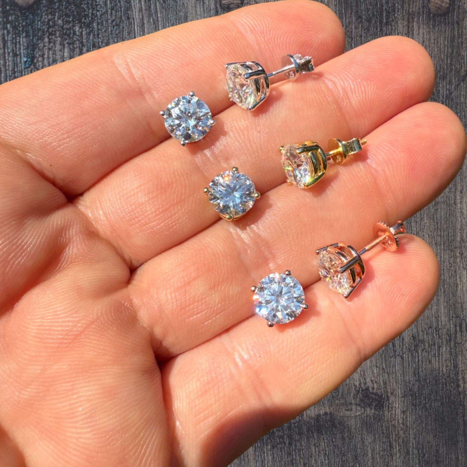 925 Sterling Silver 8mm Moissanite Earrings 4ct TW Studs