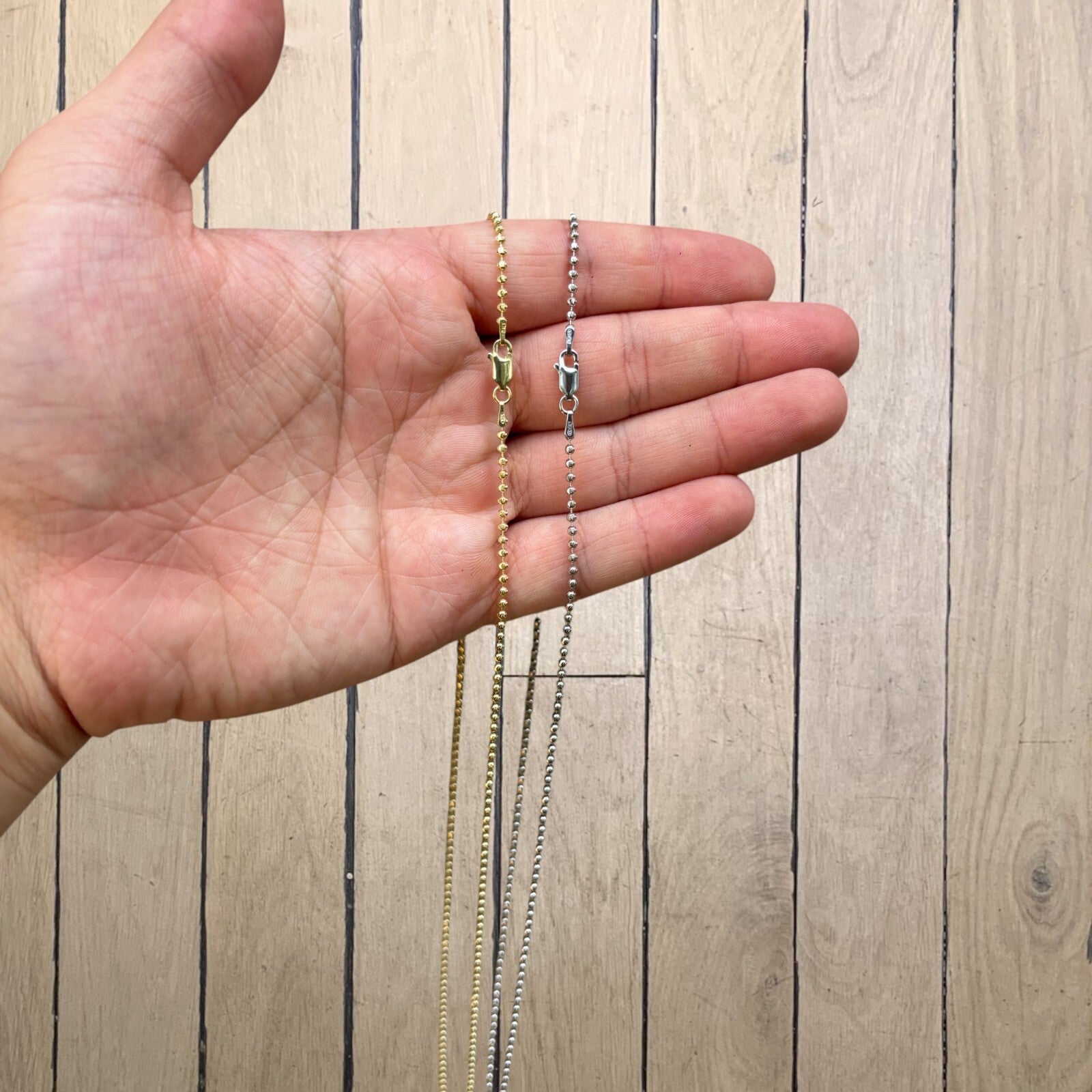 925 Sterling Silver 2mm Bead Chain Necklace