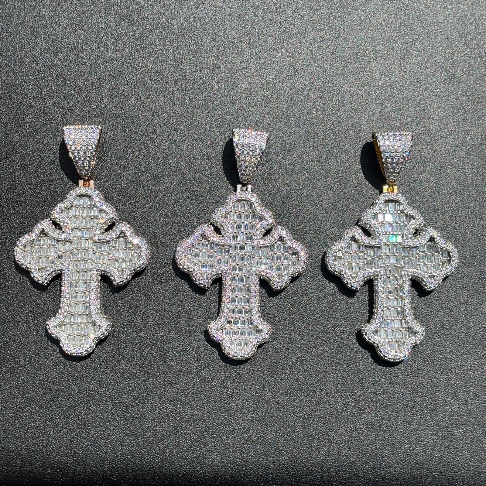 925 Sterling Silver Gothic Cross With Moissanite - Large