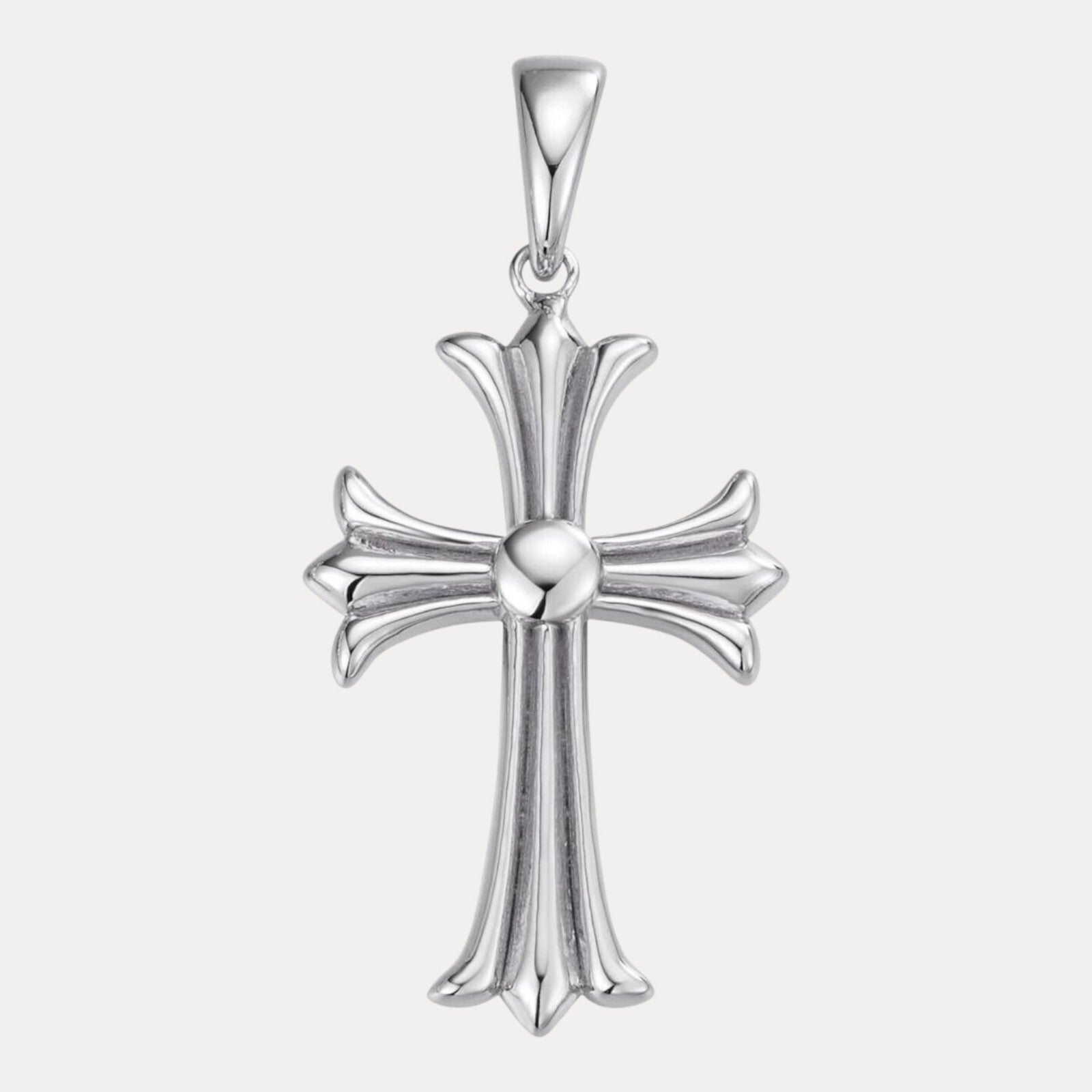 925 Sterling Silver Cross Hearts Pendant - Large