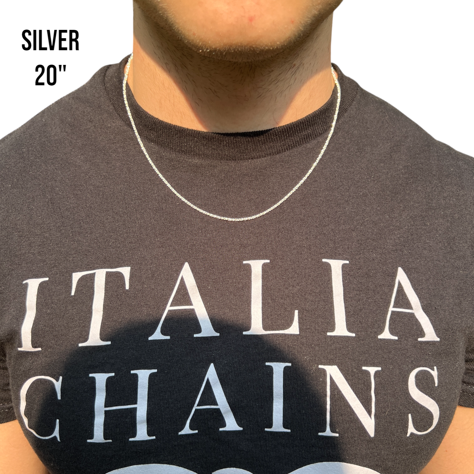 925 Sterling Silver 2mm Sparkle Rock Chain Necklace