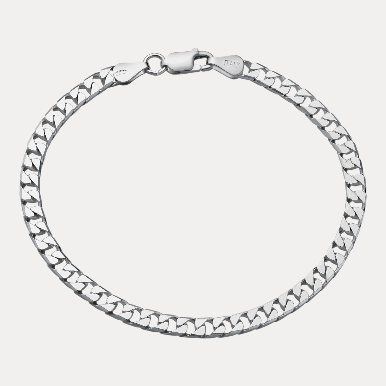 925 Sterling Silver 4mm Square Curb Bracelet
