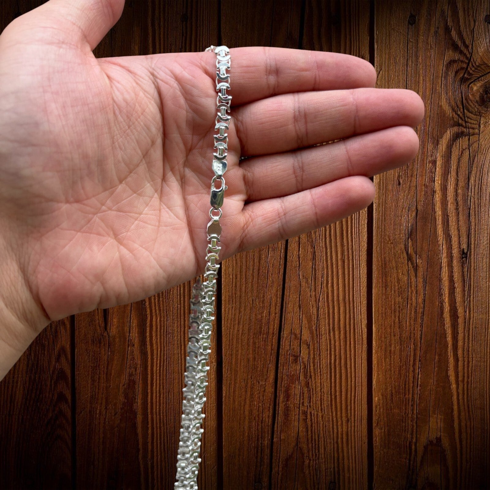 925 Sterling Silver 5mm Flat Byzantine Chain Necklace