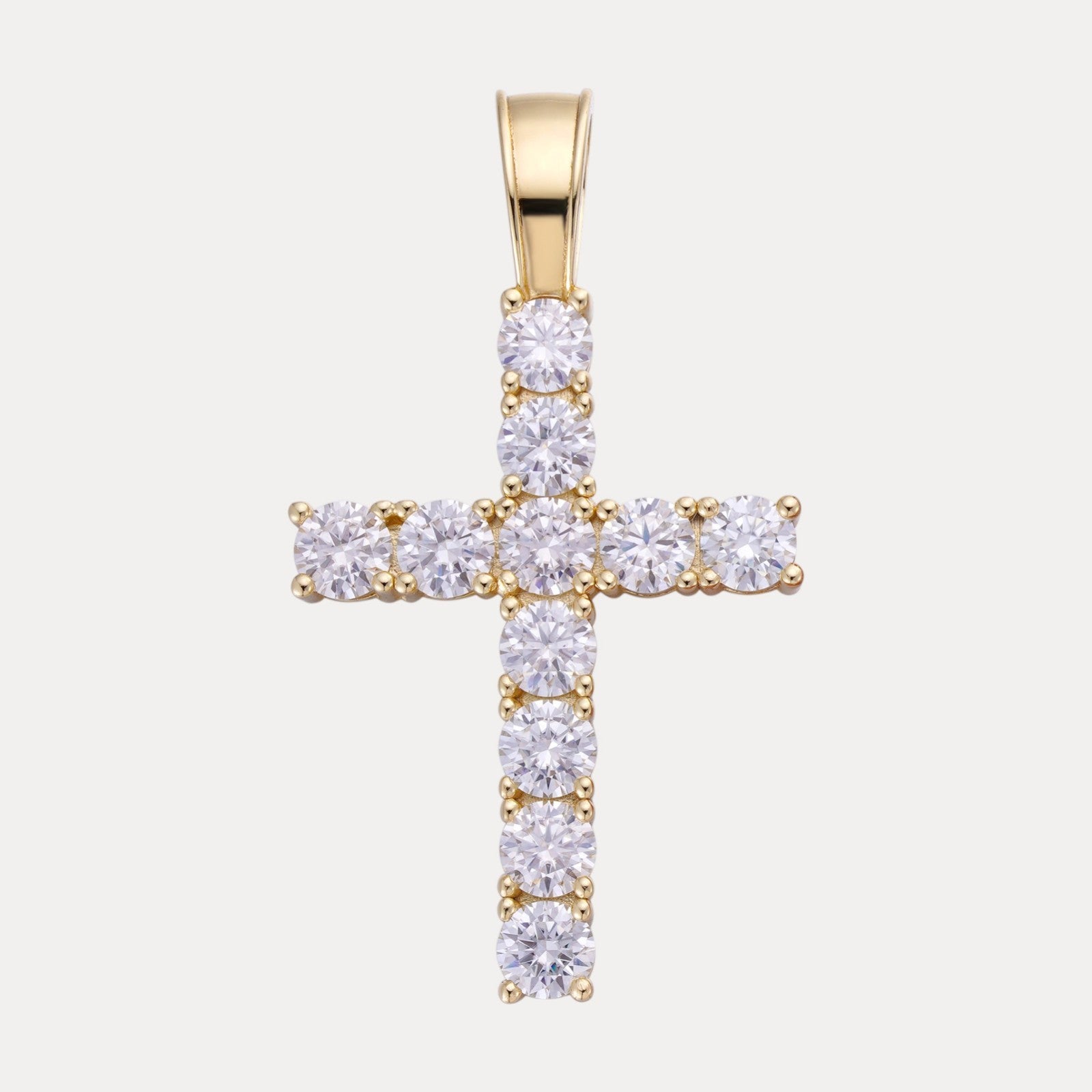 925 Sterling Silver Tennis Cross Pendant With Moissanite - Large