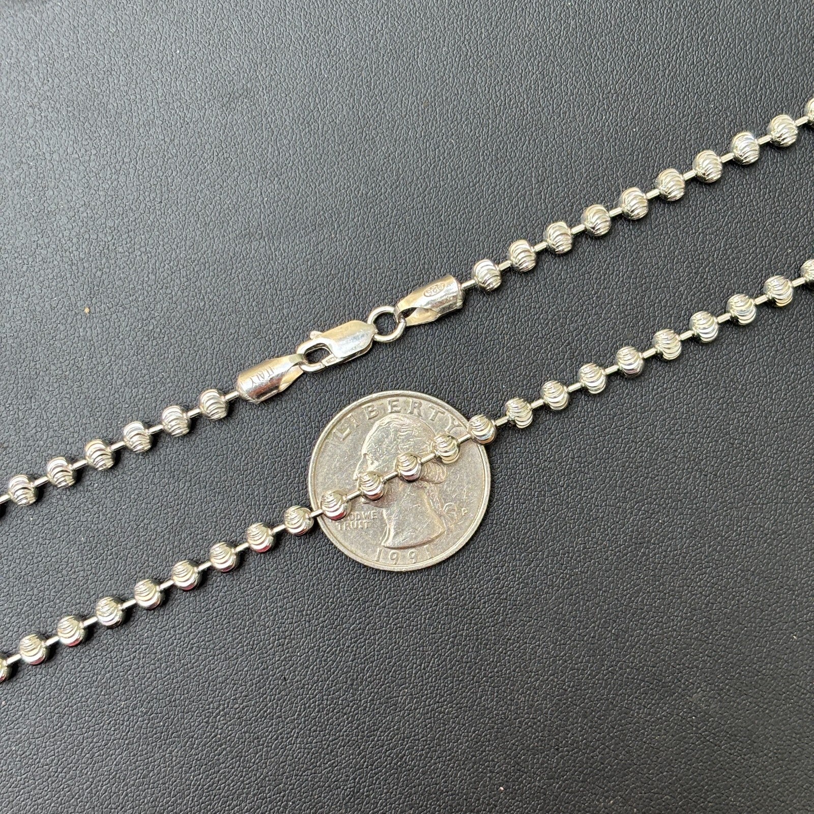 925 Sterling Silver 4mm Bead Chain Necklace