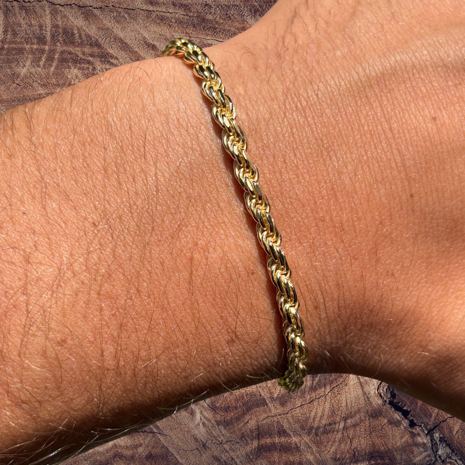 925 Sterling Silver 4mm Diamond Cut Rope Bracelet