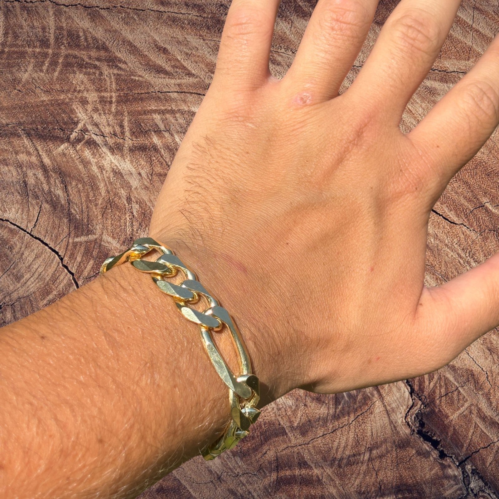 925 Sterling Silver 13mm Figaro Bracelet