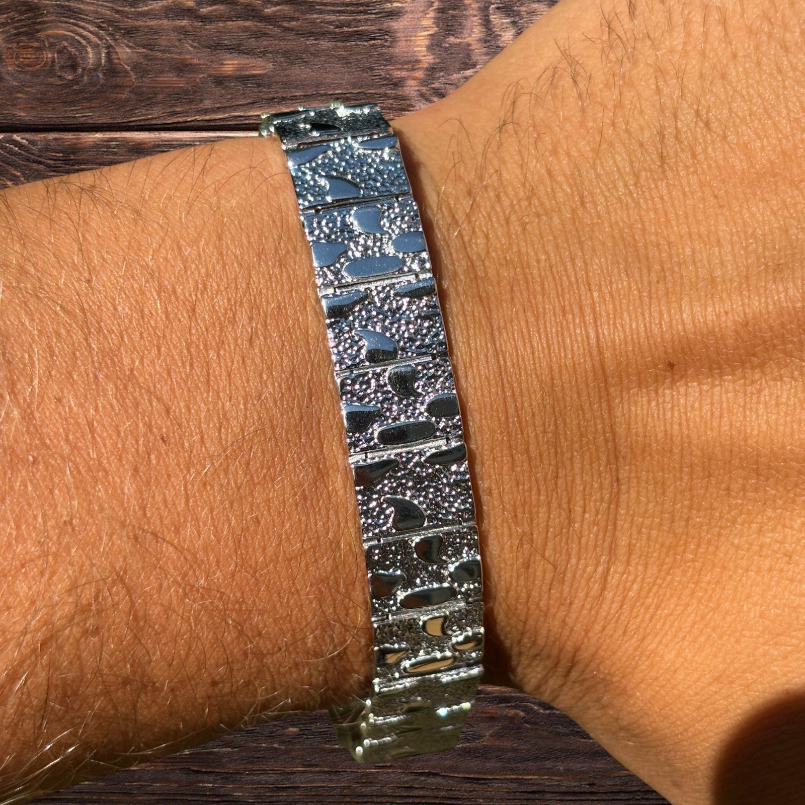 925 Sterling Silver 12mm Custom Nugget Link Bracelet