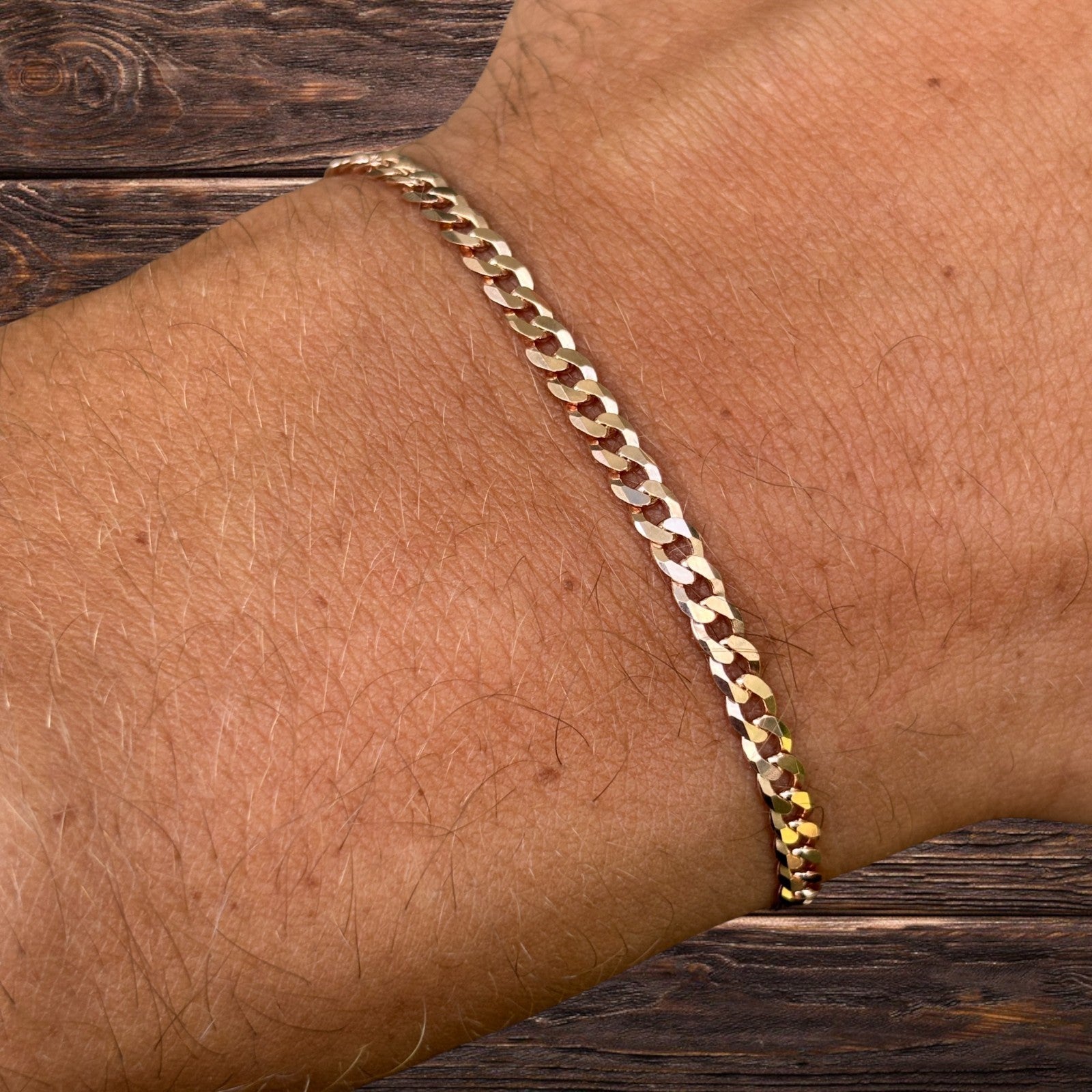 925 Sterling Silver 3mm Flat Curb Bracelet