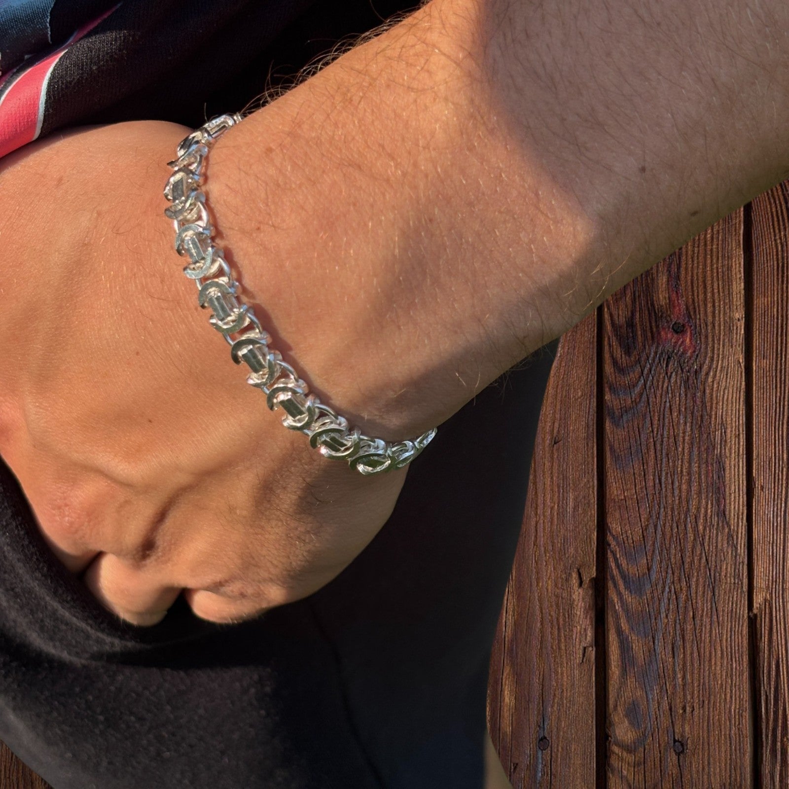 925 Sterling Silver 8mm Flat Byzantine Bracelet
