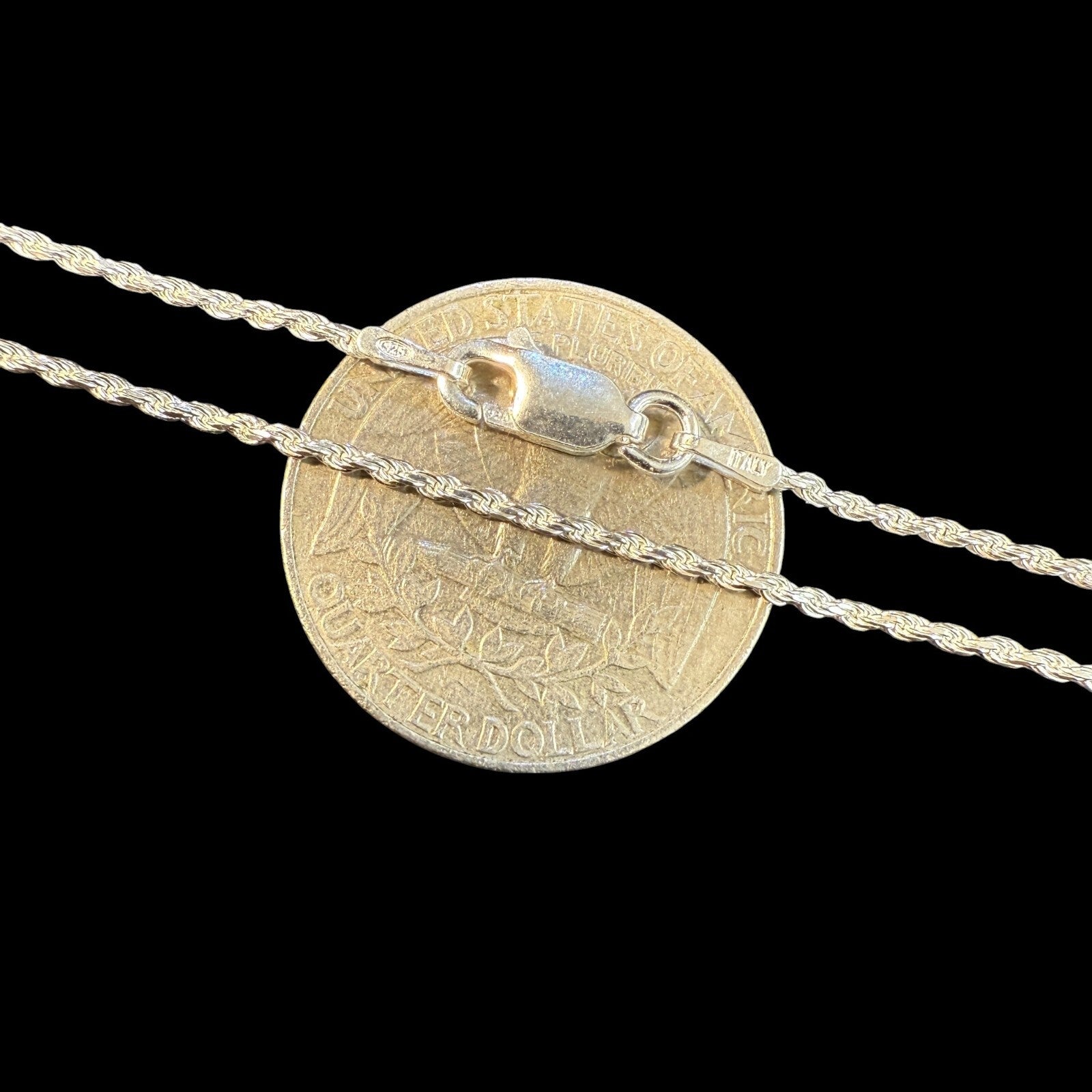 925 Sterling Silver 1.5mm Diamond Cut Rope Chain Necklace